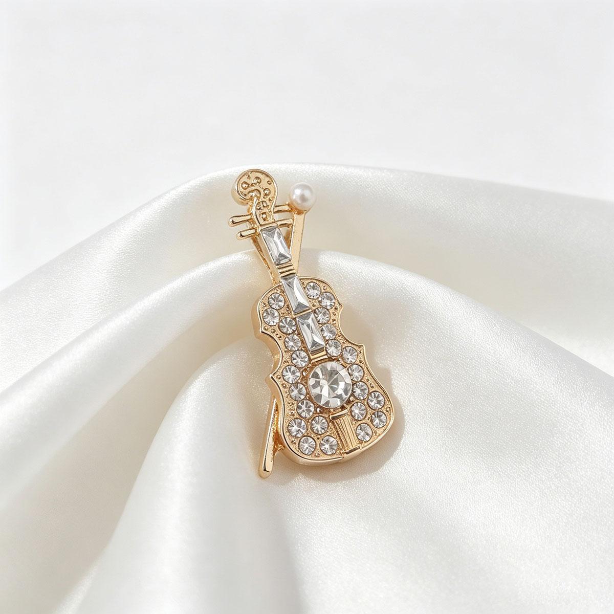 Korean Fashion Personality Daily Violin Brooch, Versatile Brooch Music Instrument Design Concert Accessory