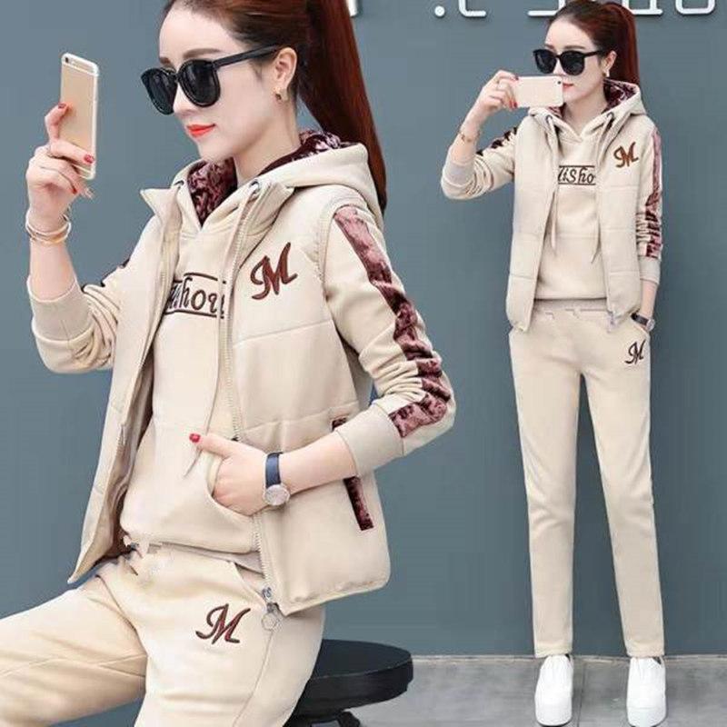 Tute da donna Tute casual Tute da donna Set da 3 pezzi Abiti autunnali invernali Pantaloni Tute Casual Soprabito Tuta calda