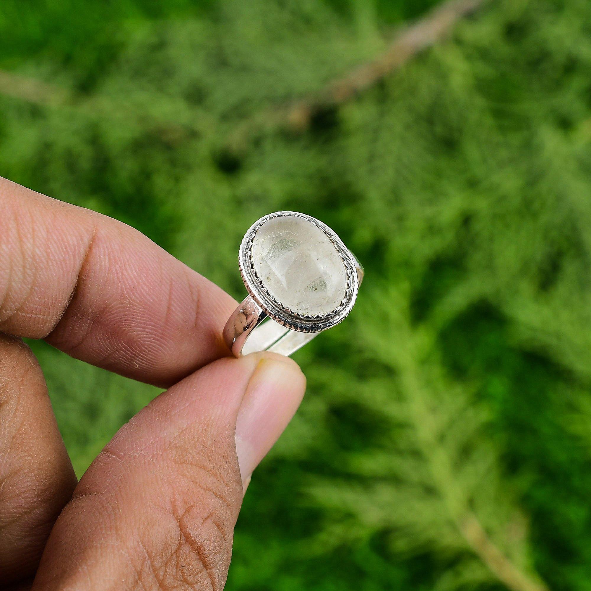 Moonstone Stone Bezel Birthday Statement Boho Ring Jewelry 925 Sterling Silver