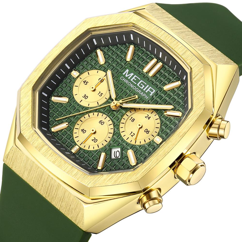 Men's Multifunctional Luminous Quartz Watch Sports Silicone Strap Three Eye Six Pin Fashionable Waterproof Watch