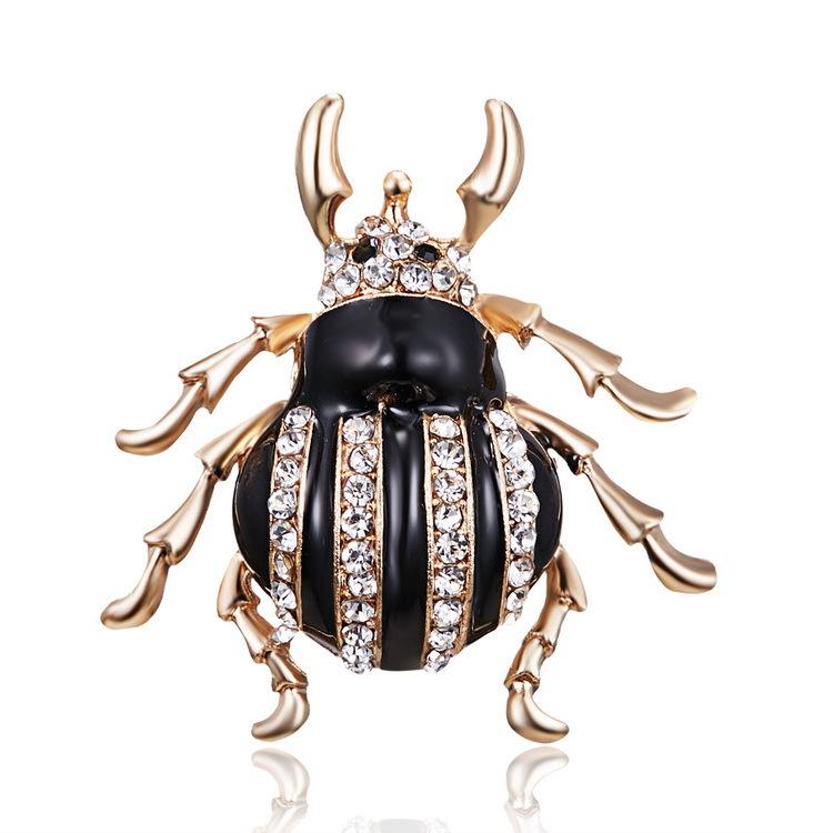 Vintage Emaille Kever Broches Dames Heren Creatieve Insecten Spelden Mode Kristallen Insect Badges Cadeau