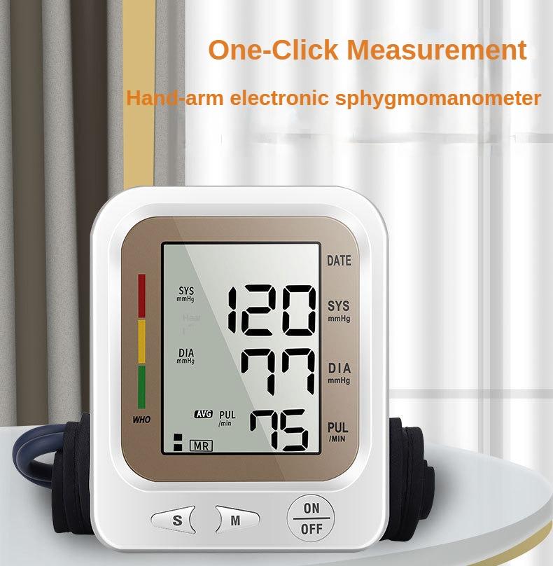 Large Screen Arm Blood Pressure Monitor Portable Electronic Tonometer Home Precision Sphygmomanometer with Voice Backlight XL-105