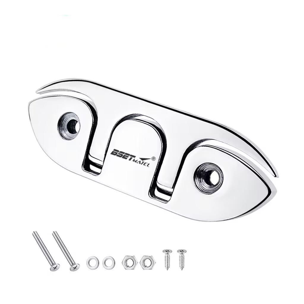 Stainless Steel Marine Folding Buckles, 2-Pack Flip-Up Dock Rope Buckles Marine Mooring Buckles with Mounting Screws for Boats, Kayaks, Deck Ropes