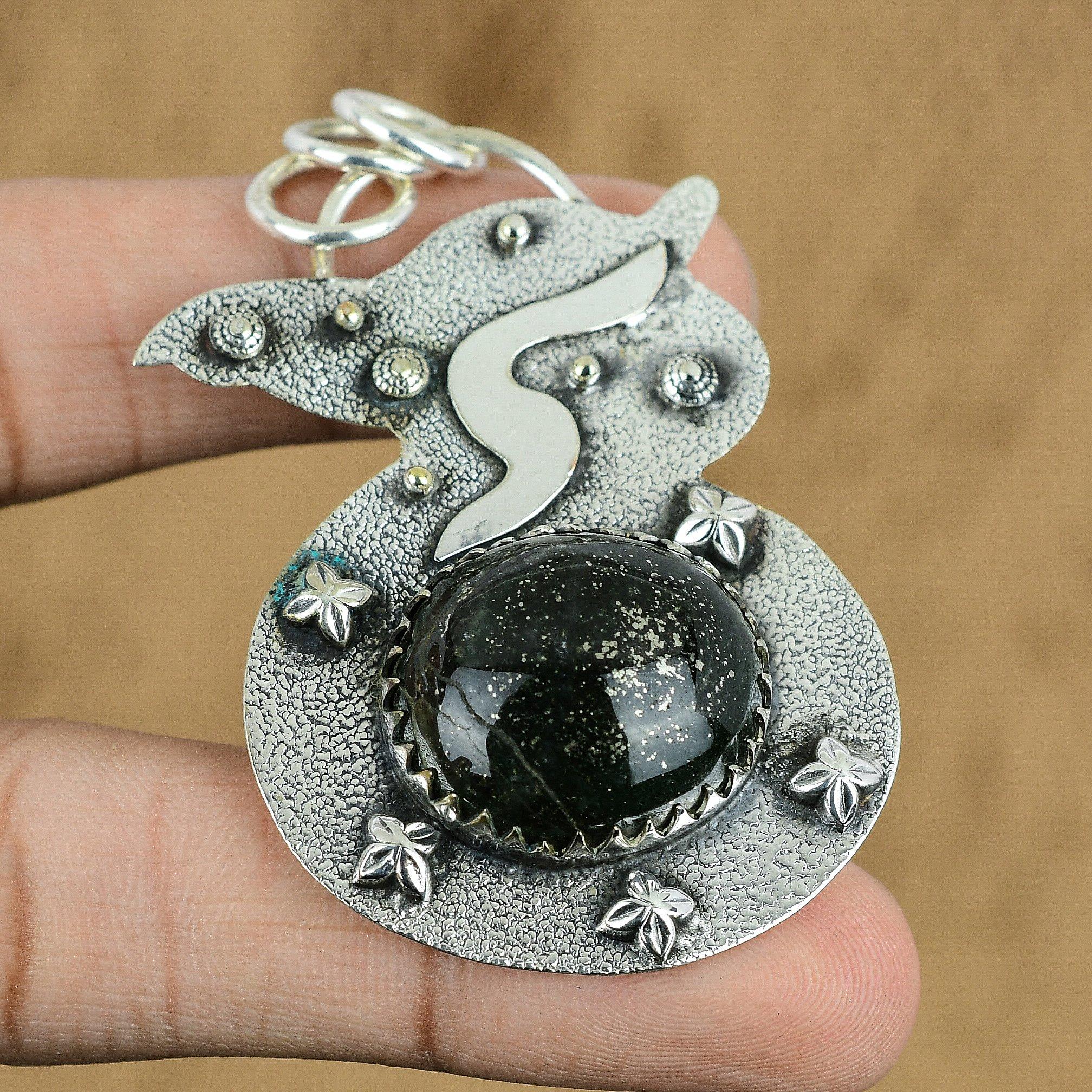 Anniversary Gift For Her Natural Apache Gold Gemstone Pendant 925 Silver