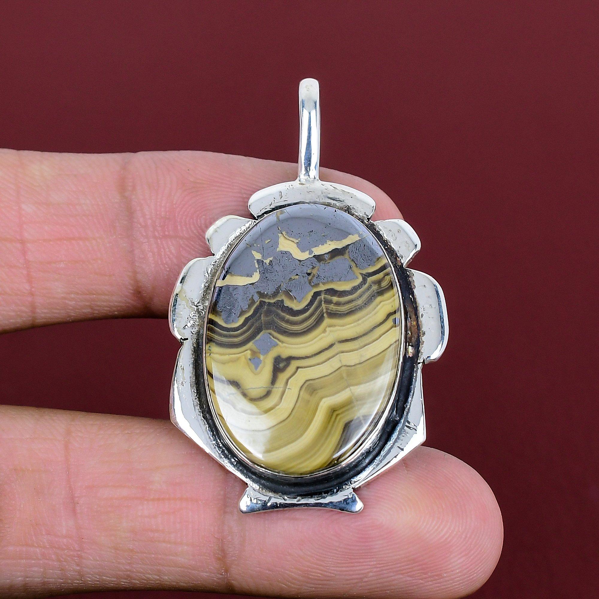 Schalenblende Pendant Latest Design Pendant Wonderful Gemstone Jewelry 925 Sterling Silver Pendant Handmade Pendant Silver Jewelry for Gifts