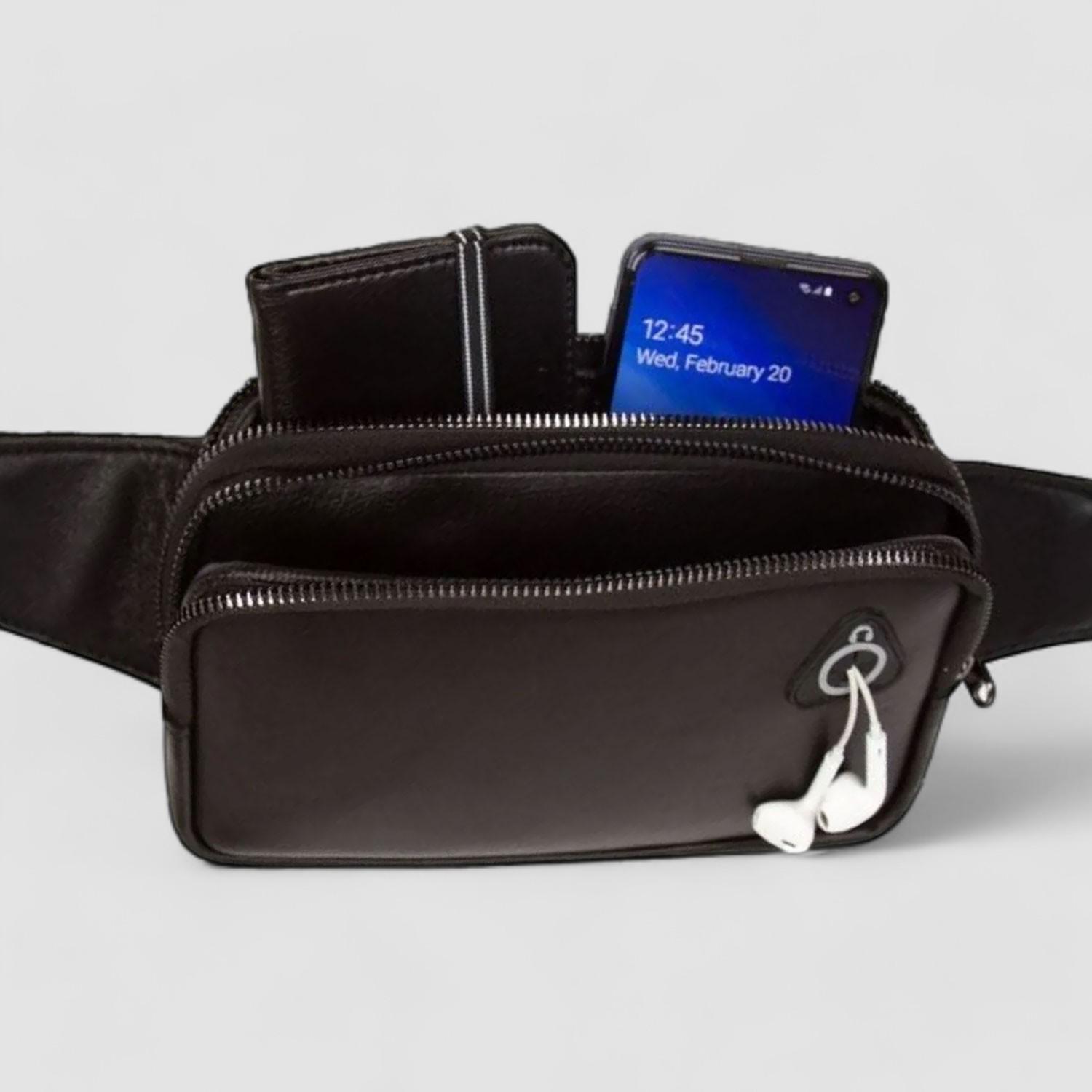 Lederax Bolso largo de cuero genuino para hombre, bolso de mano, riñonera LD501