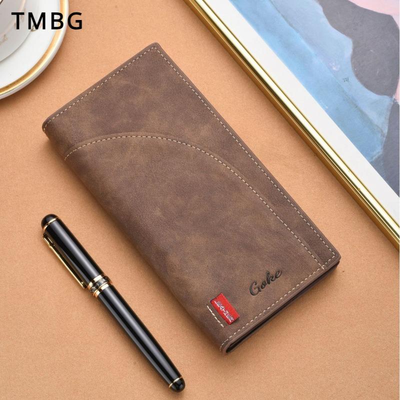 Europeisk Amerikansk Retro Herre lommebøker Bi-fold Lang/Kort Business Bankkortholder Multifunksjonell PU-myntveske med stor kapasitet Gutt Clutch-pengeveske