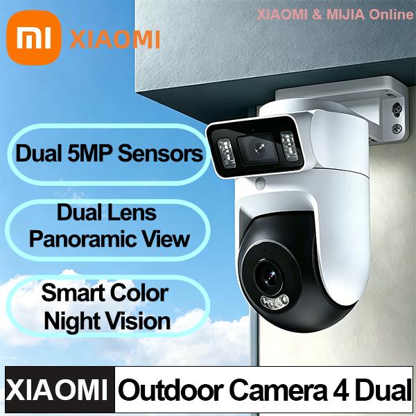New Xiaomi Outdoor Camera 4 Dual Lens 5MP 3K HD Dual View Monitoring Panoramic Closeup Tracking IP66 Weatherproof AntiTheft CN