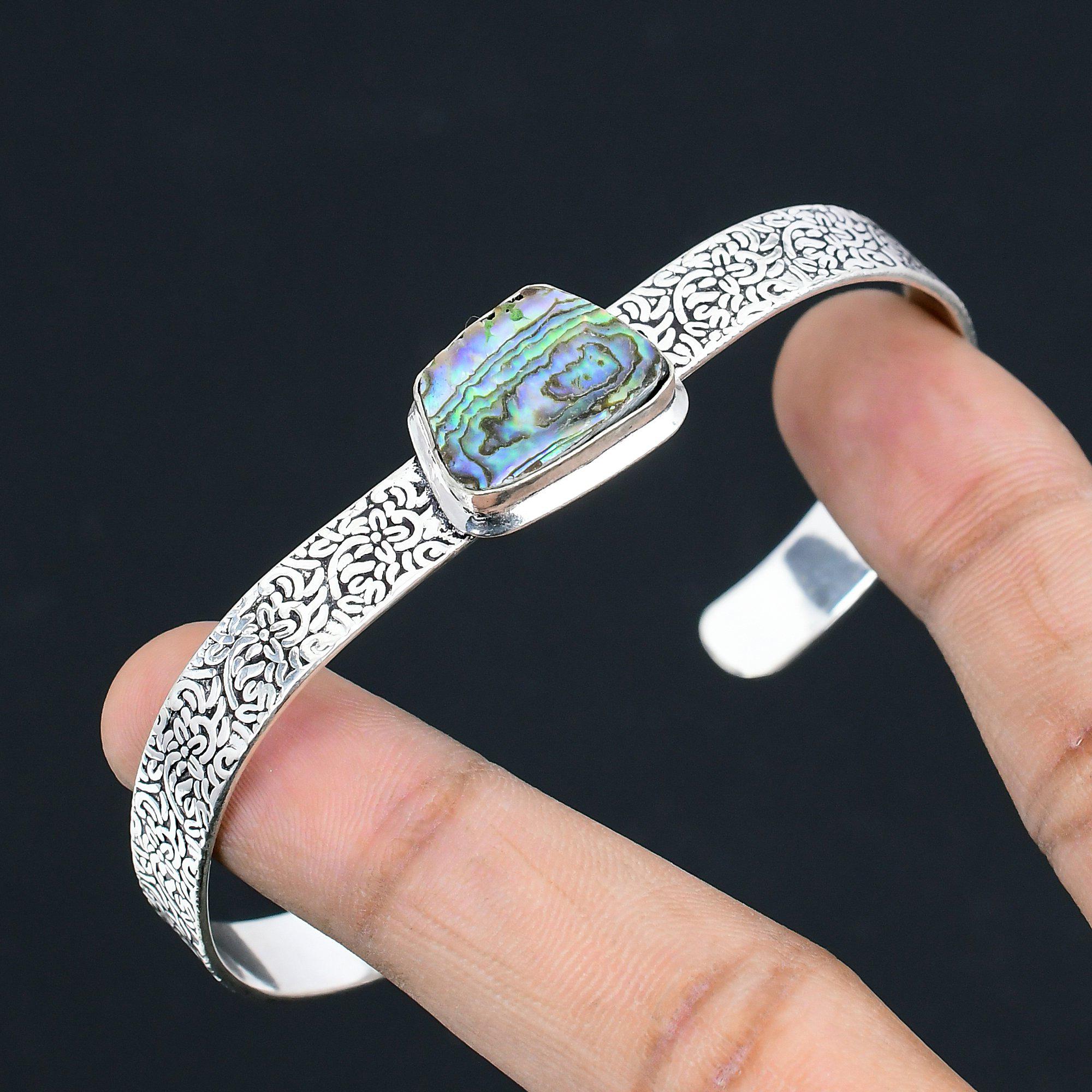 Journée de la femme Vente Argent 925 Coquillage Abalone Pierre Bangle Unique Engagement Bijoux