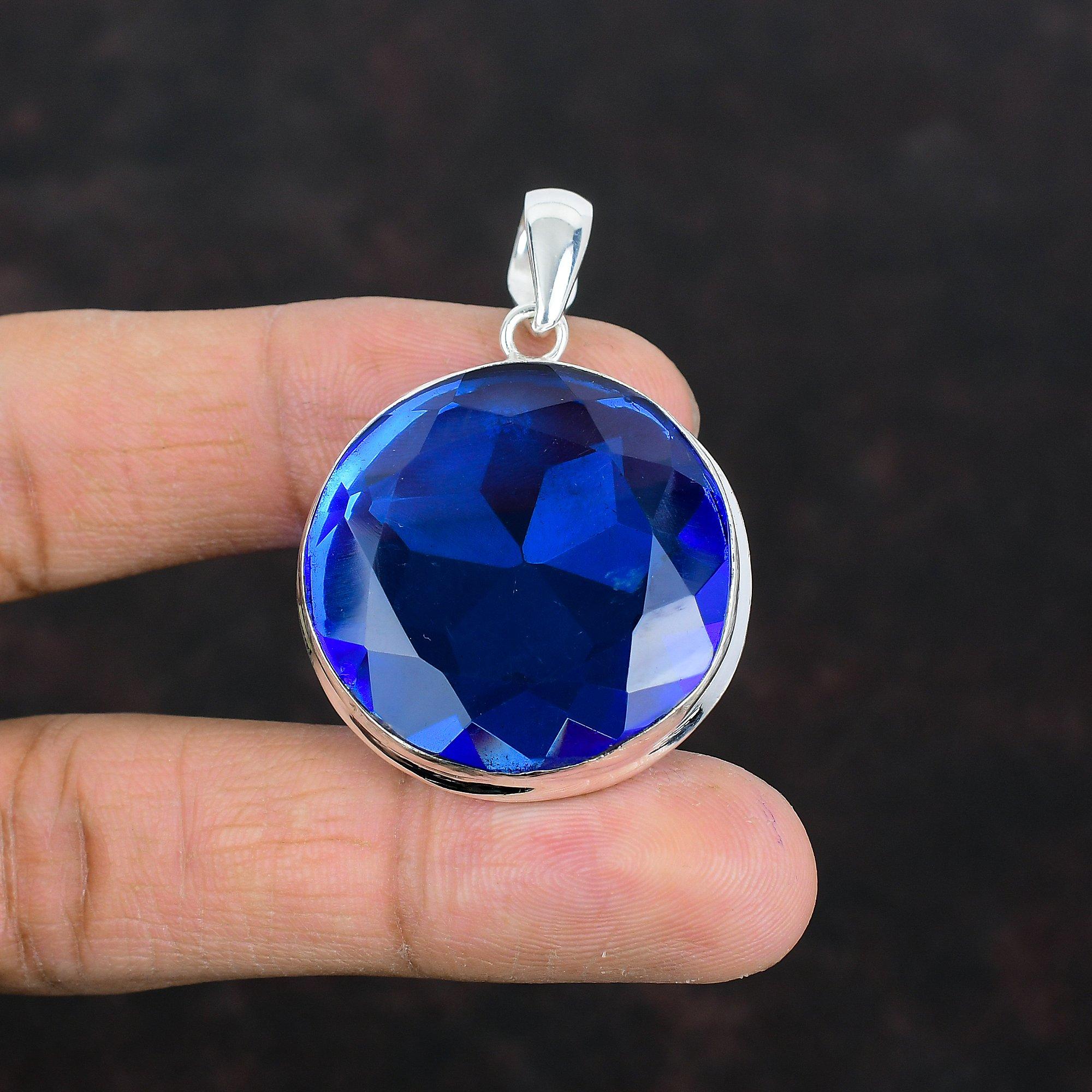 Faceted tanzanite quartz pendant 925 sterling silver pendant top quality gemstone pendant decent jewelry handmade pendant anniversary gifts