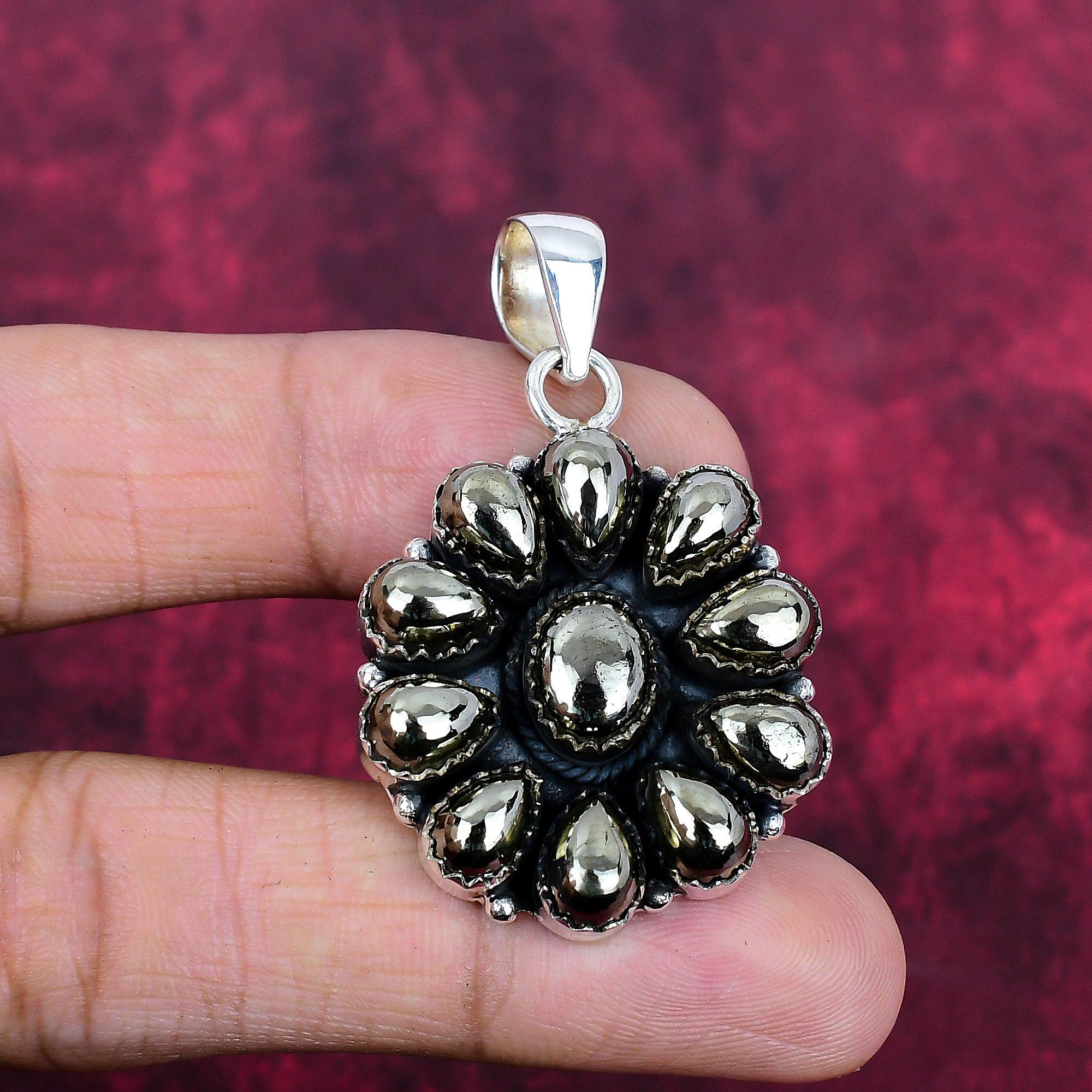 Natural Golden Apache Pyrite Handmade Gemstone Pendant, 925 Solid Sterling Silver Pendant Antique Jewelry, Pendant For Engagement Gift