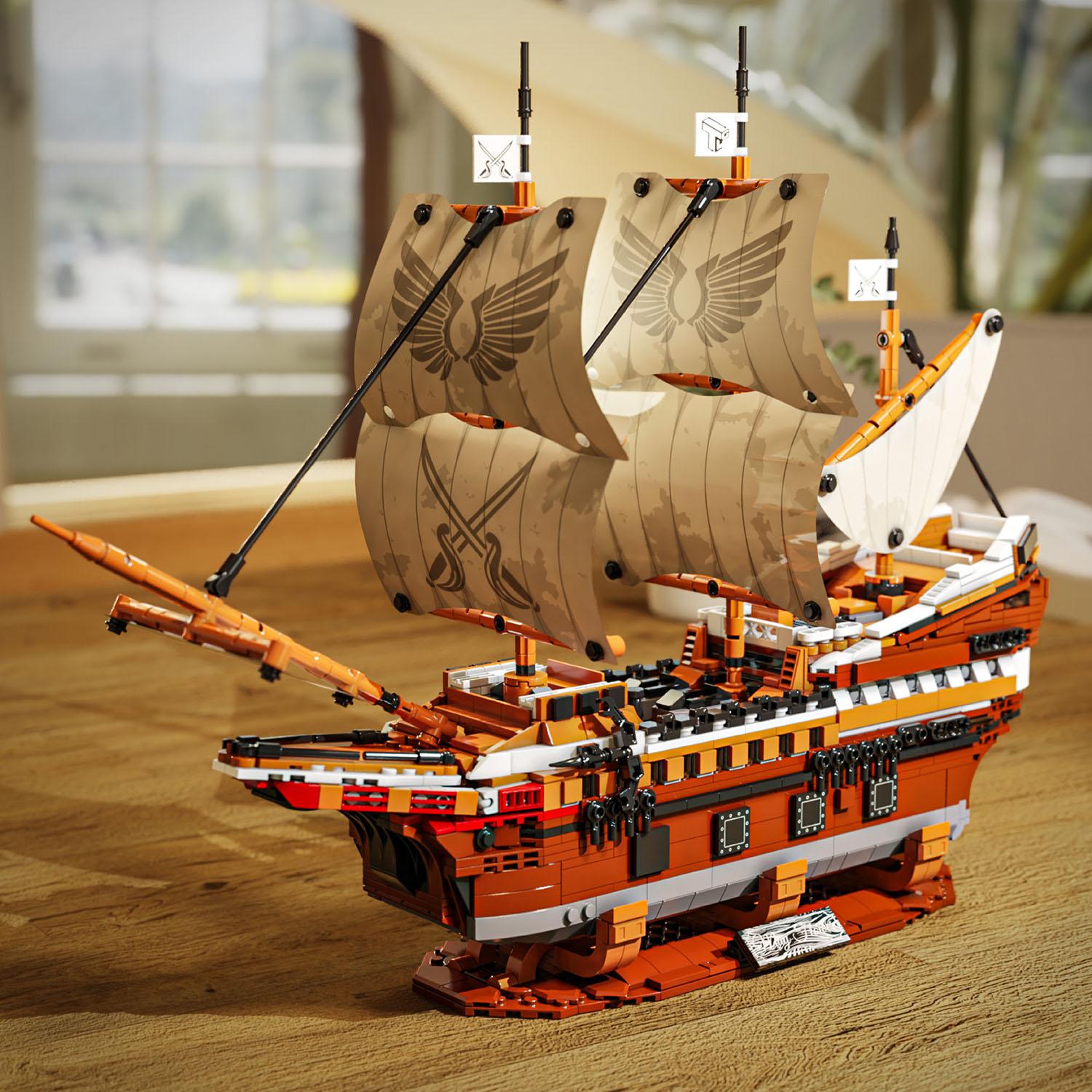 2076pcs Pirates Of The Mayflower Warship Building Blocks Boat Bricks Caribbean MOC Assembly Toys For Kids Birthday Gifts