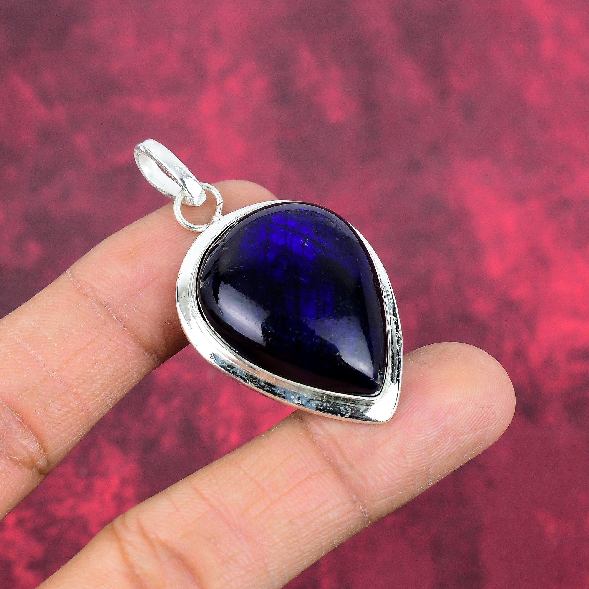Blue Flash Labradorite Handmade Pendant, Natural Gemstone Jewelry, 925 Solid Sterling Silver Pendant Jewelry, For Gift