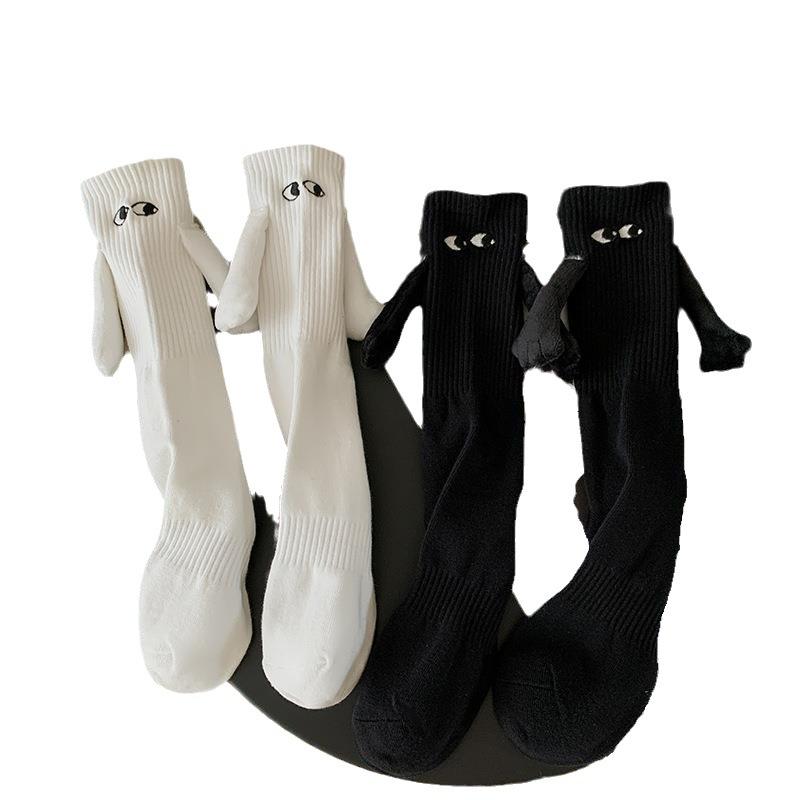Ținându-se de mână Șosete Șosete pentru femei de la jumătatea gambei Bumbac Personalitate ciudată Șosete tridimensionale Șosete de cuplu Șosete magnetice