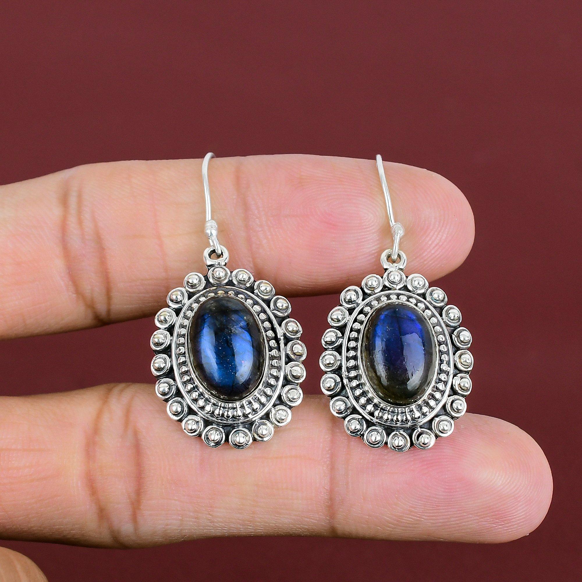 Labradorite Earring 925 Sterling Silver Earrings Natural Gemstone Earring Beautiful Vintage Jewelry Handmade Brand New Earring Gifts For Mom