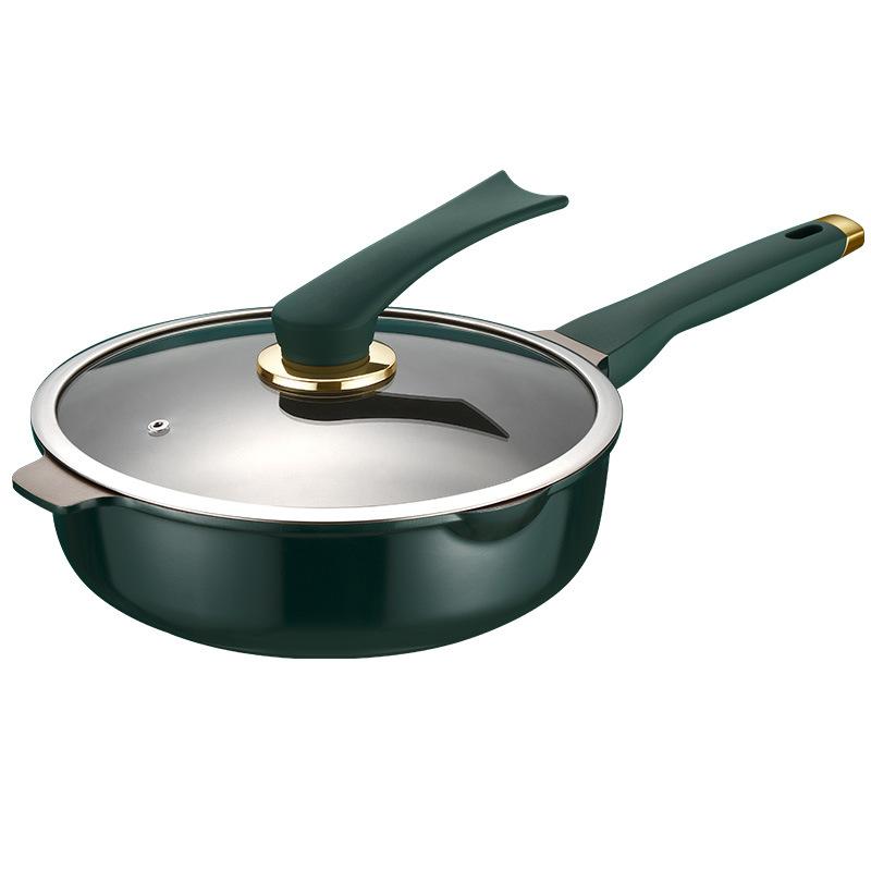 Tigaie adâncă, tigaie antiaderentă Maifanshi, tigaie pentru legume, aragaz cu inducție fără fum, aragaz pe gaz, tigaie cu fund plat