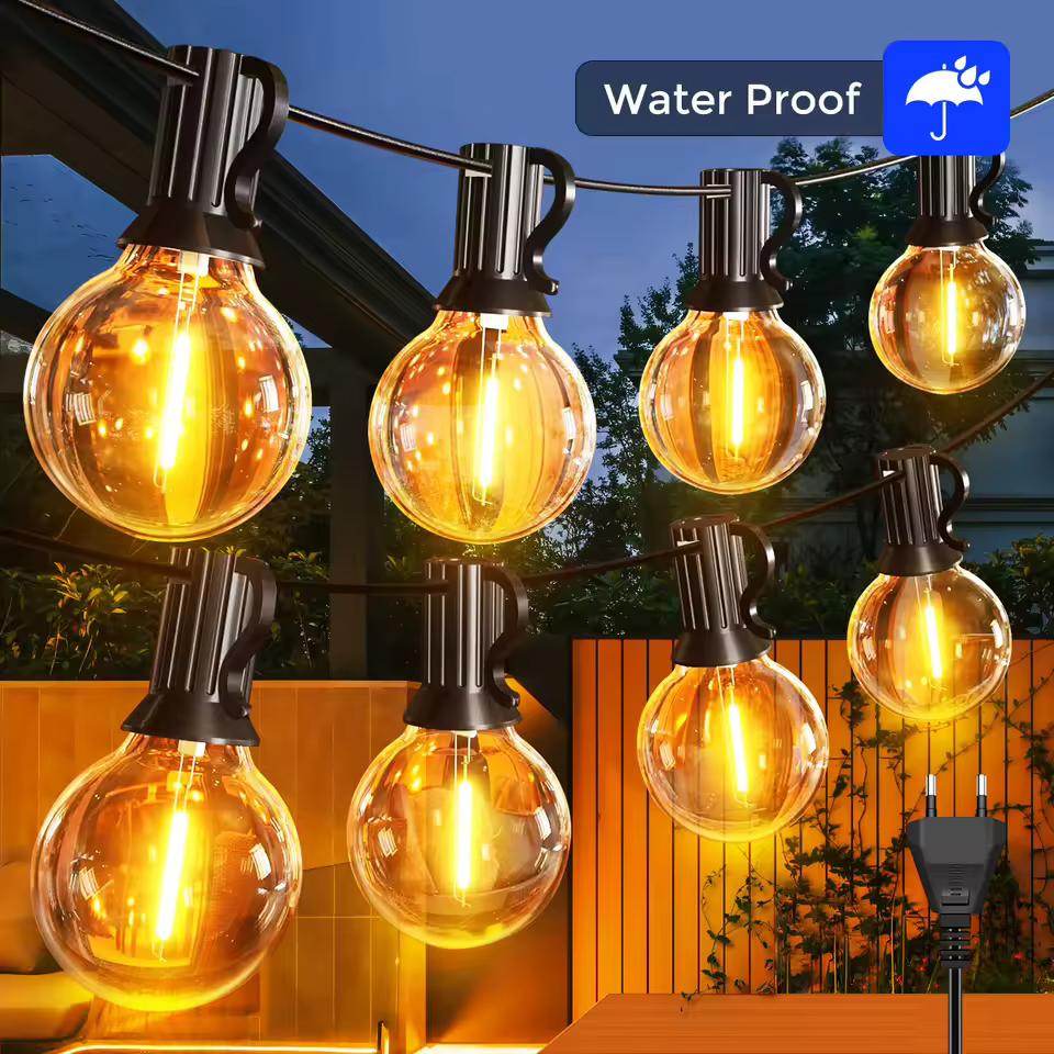 15M/9M LED G40 Globe String Lights Outdoor Plastic Waterproof Bulbs For Christmas Party Garden Decorative Garland Lamp