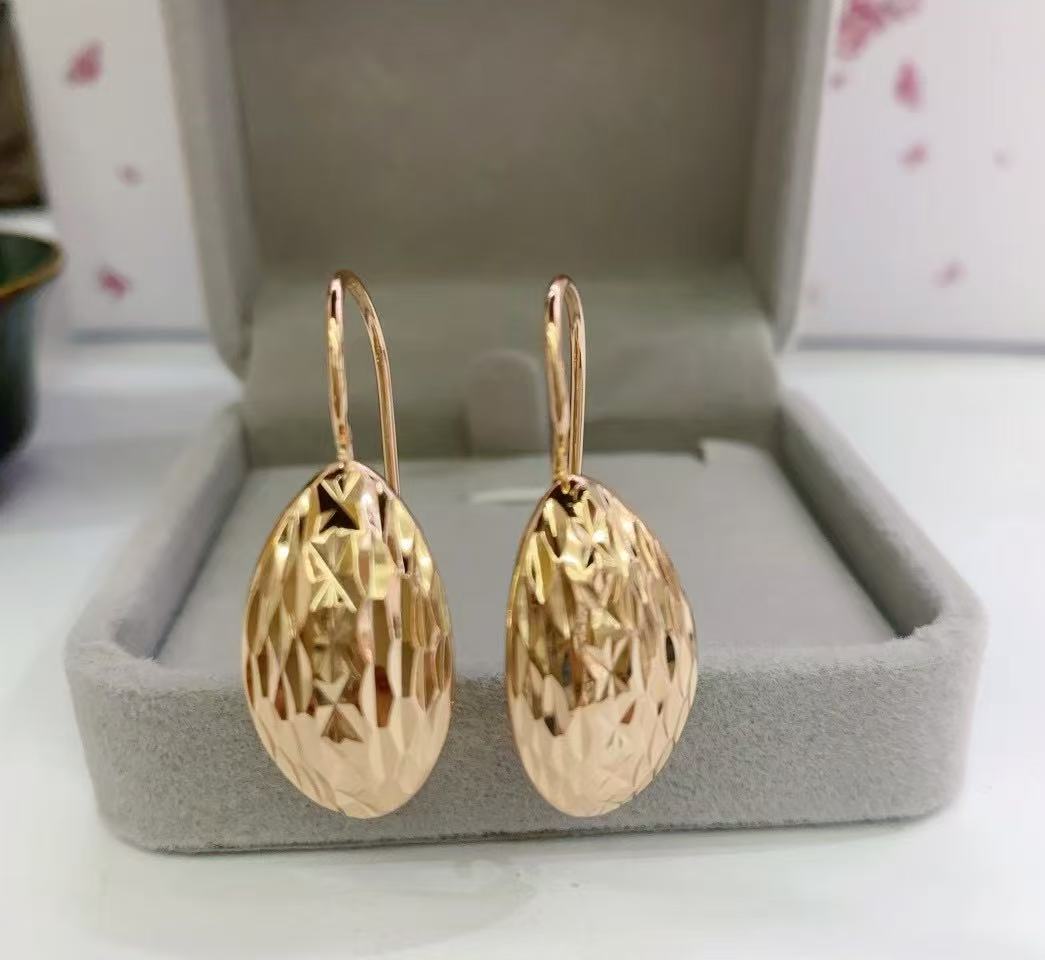 PATAYA 585 Rose Gold Color Classical Turtle Back Style Long Fish Ear Buckles Earring
