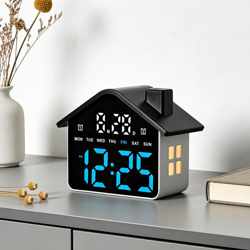 LED Digitaler Wecker Haus Sprachsteuerung Datum Woche Helligkeitsregelung Elektronische Tischuhr mit Nachtlicht 12/24H