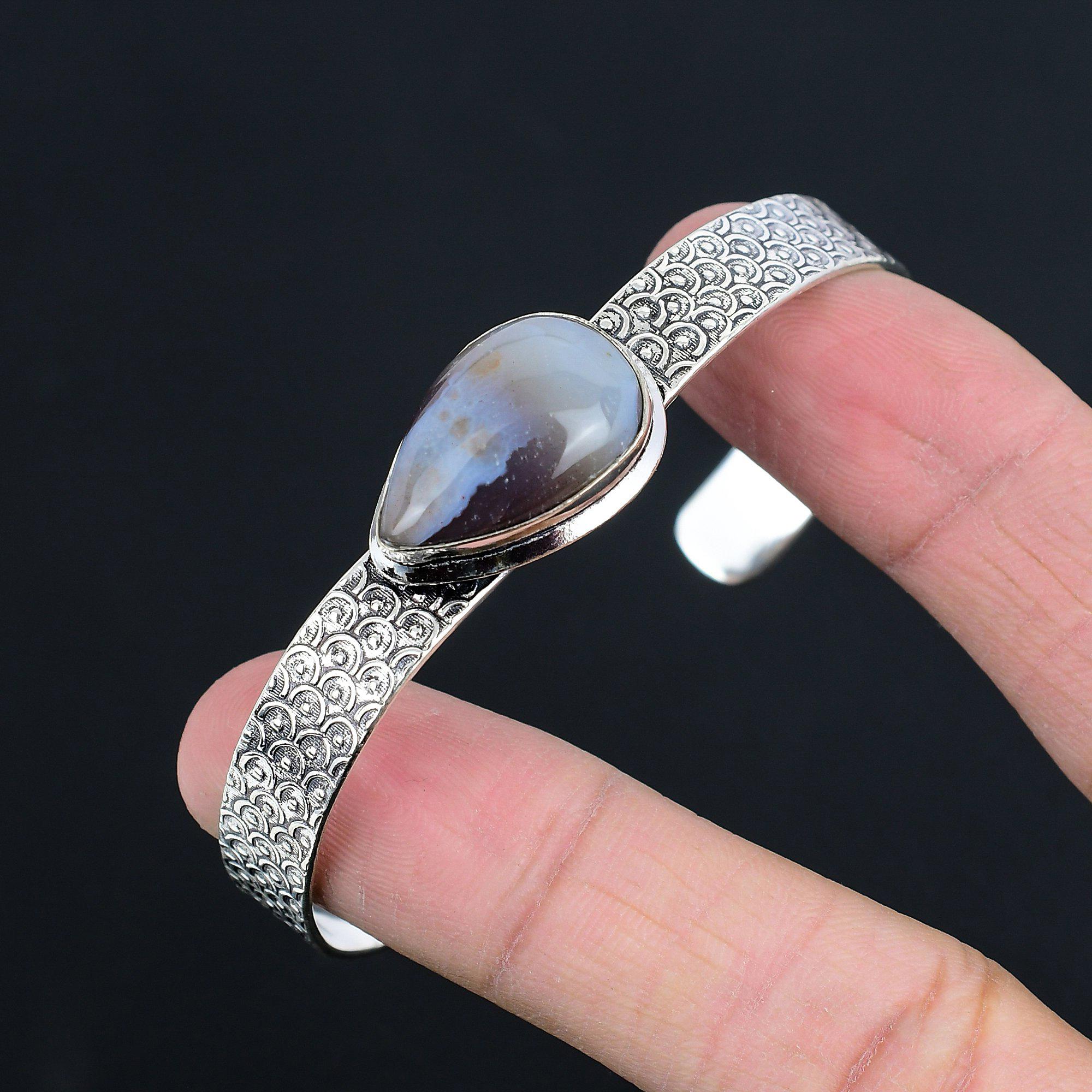Töchtertag Sale Natürlicher gebänderter Achat Geburtstags Armreif Armband Sterling Silber