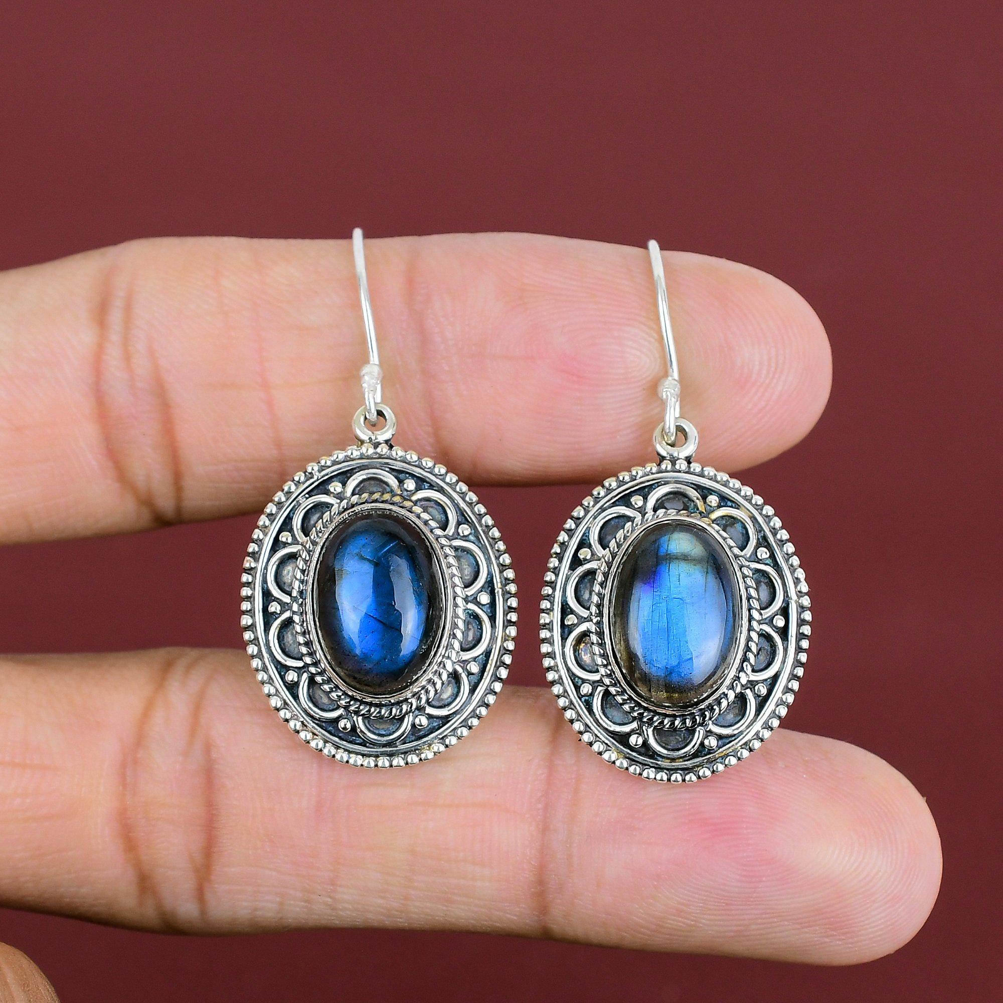 Labradorite Earring 925 Sterling Silver Earrings Gemstone Earring Decent Jewelry Handmade Vintage Earring Engagement Gift Birthstone Jewelry