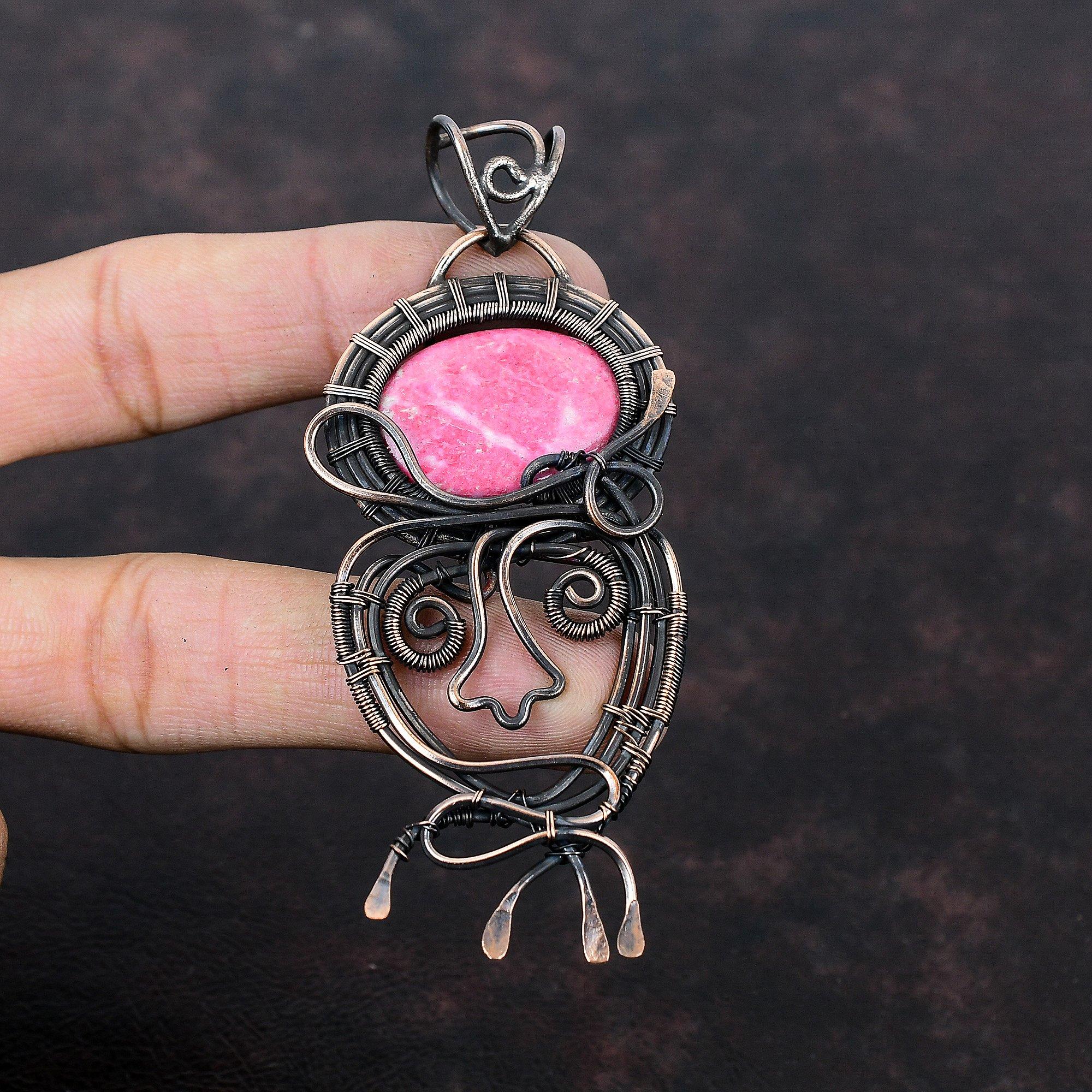 Pandantiv Tulit Miez de Cupru Înfășurat cu Sârmă Pandantiv cu Piatră Prețioasă Pandantiv Stil Unic Bijuterii Înfășurate în Sârmă de Cupru Bijuterii Handmade Cadouri de Logodnă