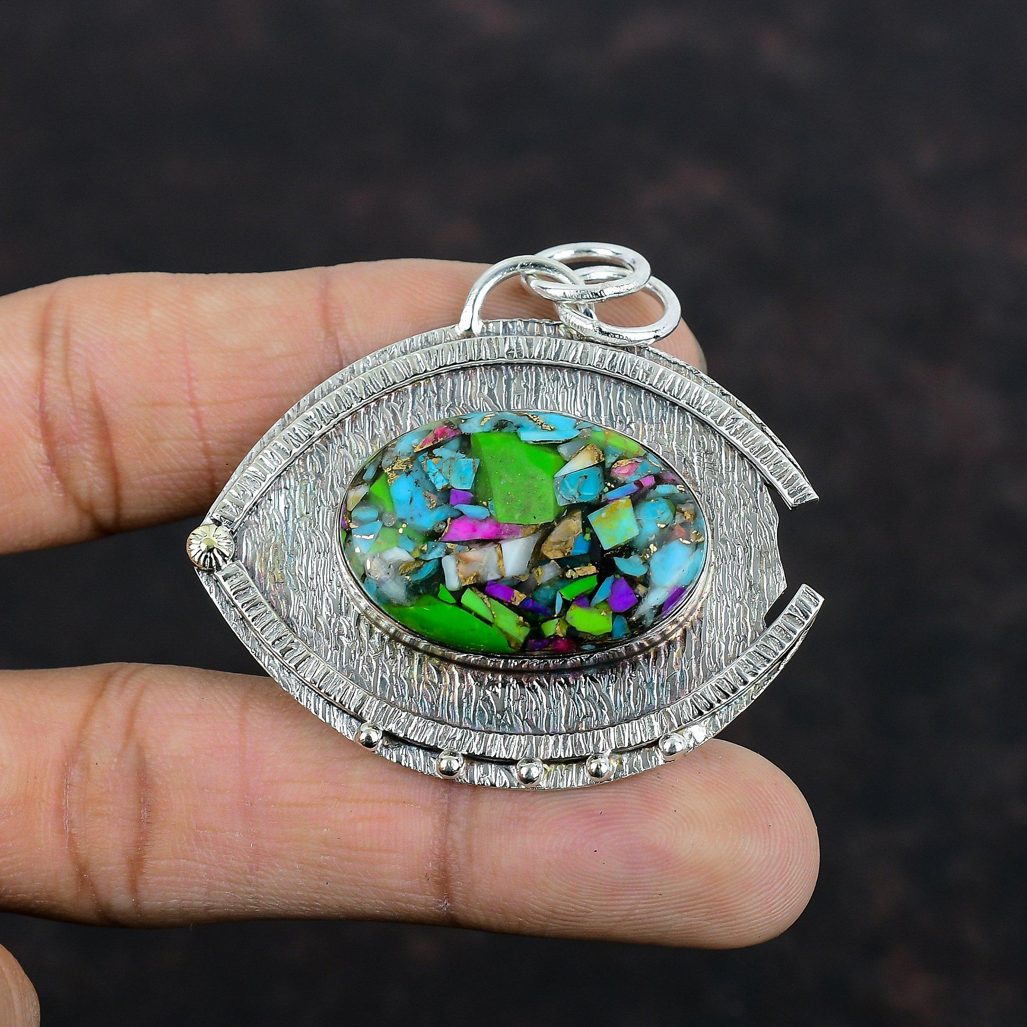 Fiesta Kingman Turquoise Pendant 925 Sterling Silver Pendant Multi Copper Turquoise Pendant Handmade Jewelry Gemstone Pendant Wedding Gifts