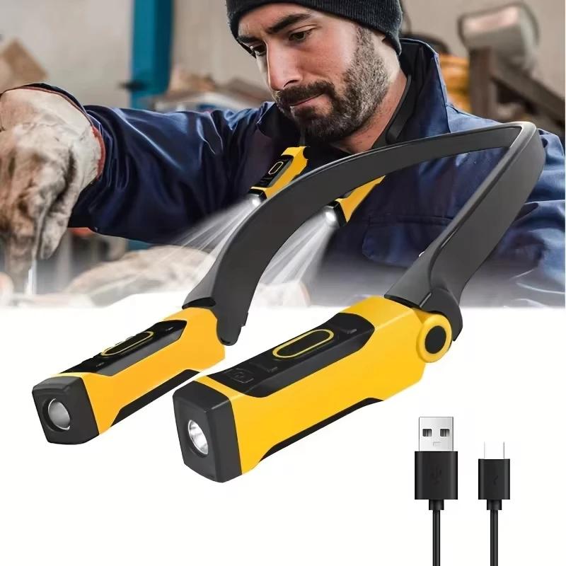 Rechargeable USB Reading Lamp Neck Book Light, 2 Brightness Levels, Bendable Arms for Camping, Repairing Book Lights