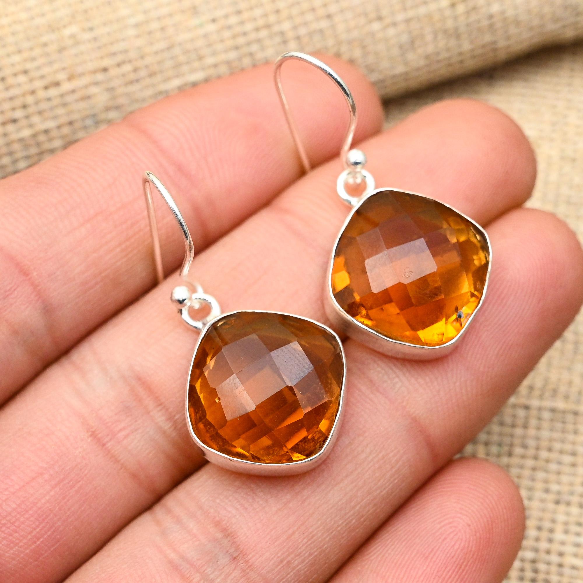 Handgefertigte Morganit-Edelstein-Ohrringe aus 925er-Sterlingsilber für Sie