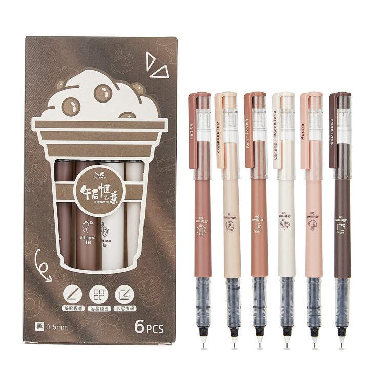6 ThemesLiquid Quick-Drying Ink Neutral Pen, Smudge-Free Soft Touch Pen for Note TakingDrawingSchool and Office Supplies, Black