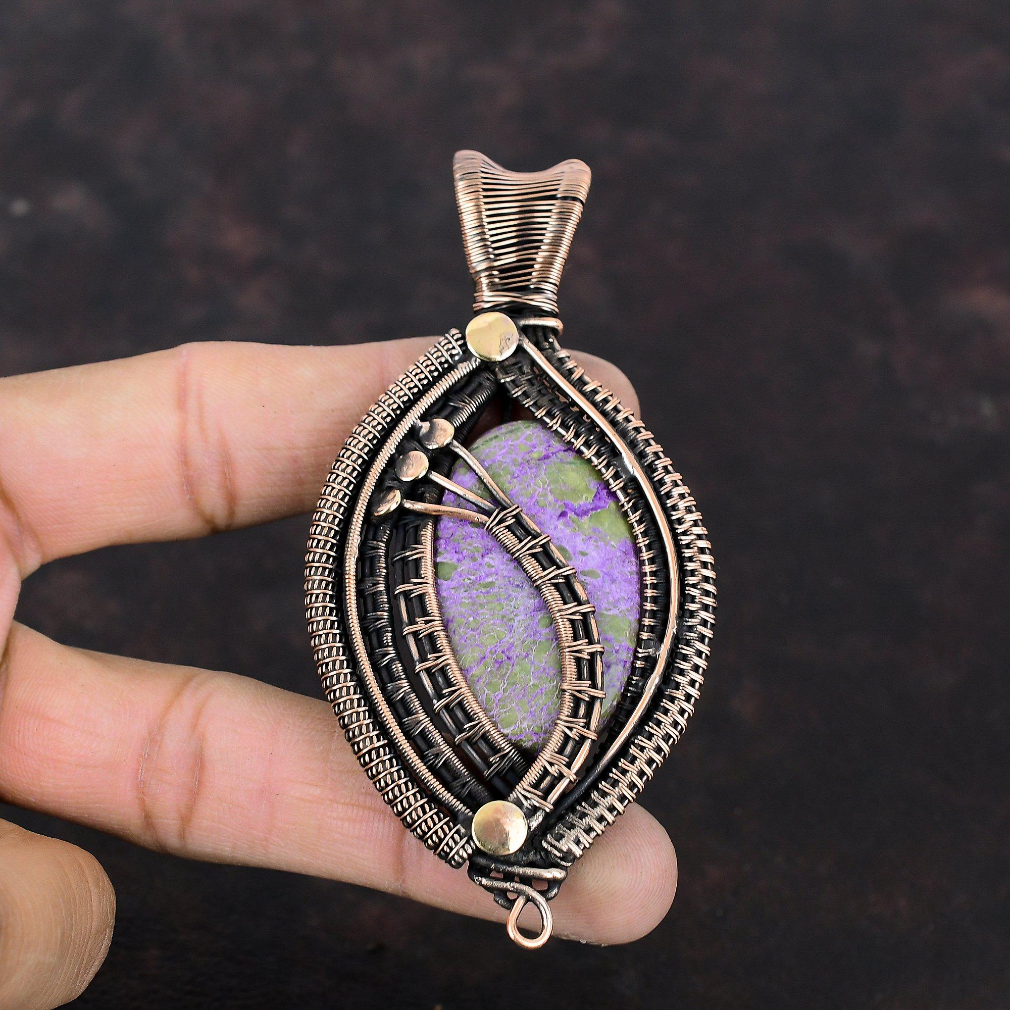 Purpurite Pendant Copper Wire Wrapped Pendant Handmade Gemstone Pendant Brand New Pendant Copper Jewelry Anniversary Gift Pendant For Women