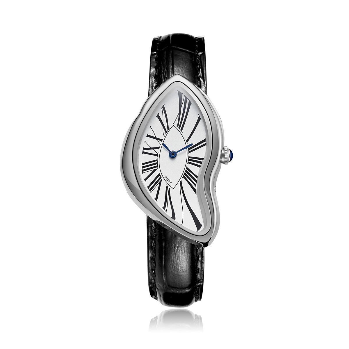 Medieval Alien Melt Twist Y2K Watch for Men Leather Strap Waterproof Quartz Wristwatch Gift