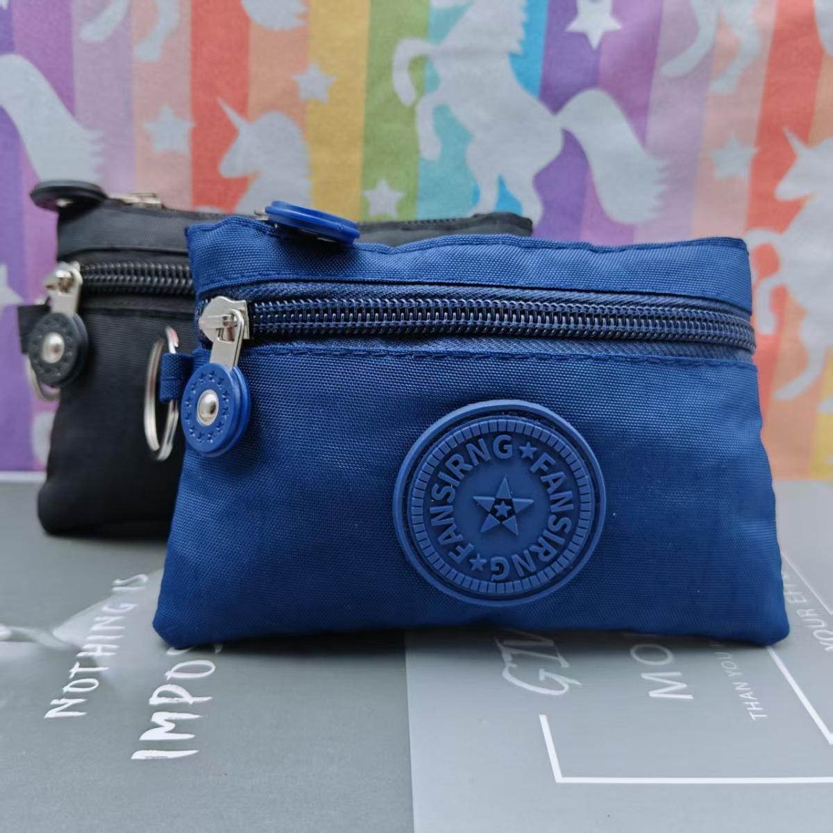 Lightweight Nylon Waterproof Double Zipper Key Bag, Fashionable Mini Wallet, Card Bag, Gift Bag, Storage Bag