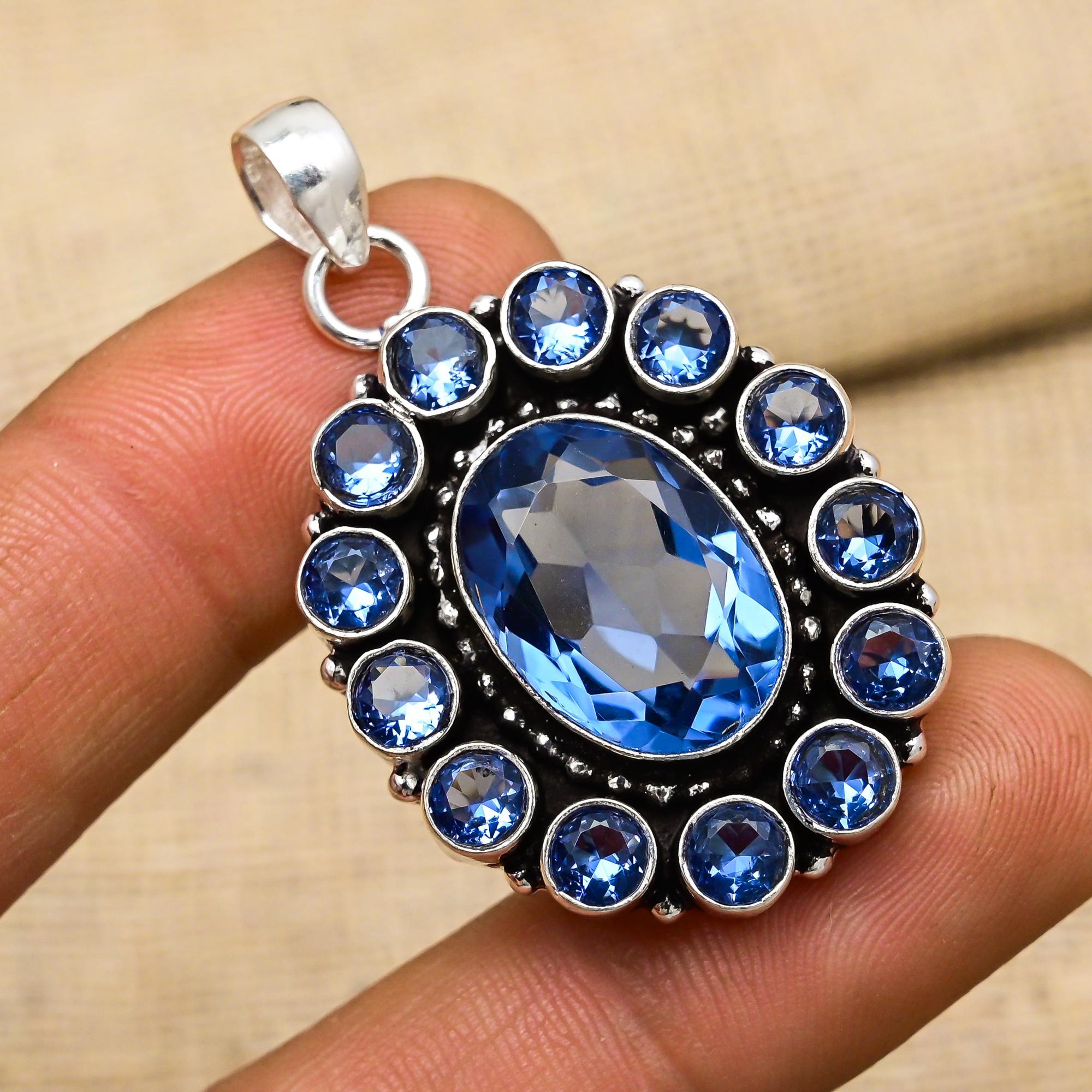 Tanzanite Gemstone Solid 925 Sterling Silver Handmade Wonderful Pendant For Wedding Gift