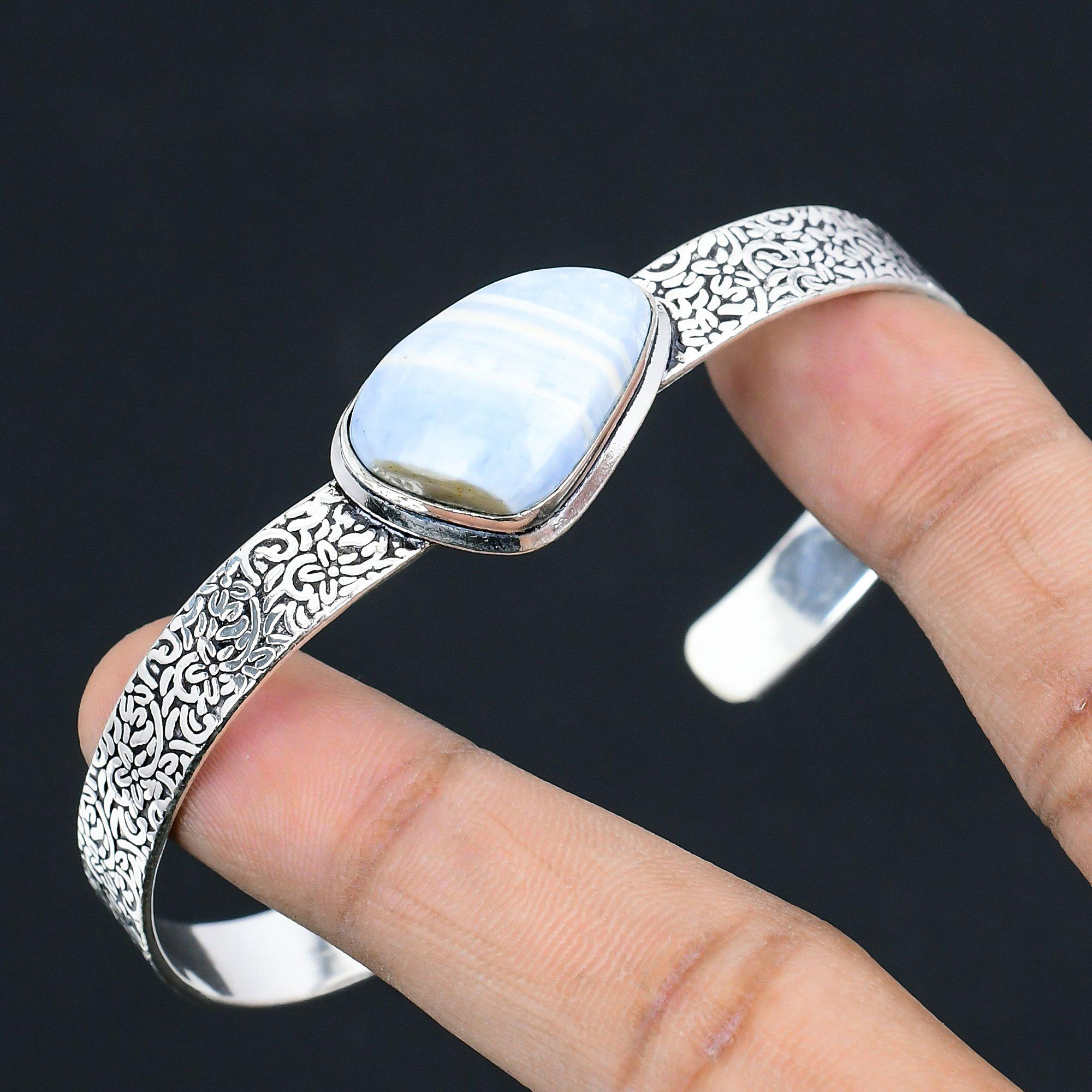 Vente de la Fête des Filles Argent 925 Trillion Owyhee Bleu Opale Pierre Précieuse Épouse Nouveau Bracelet