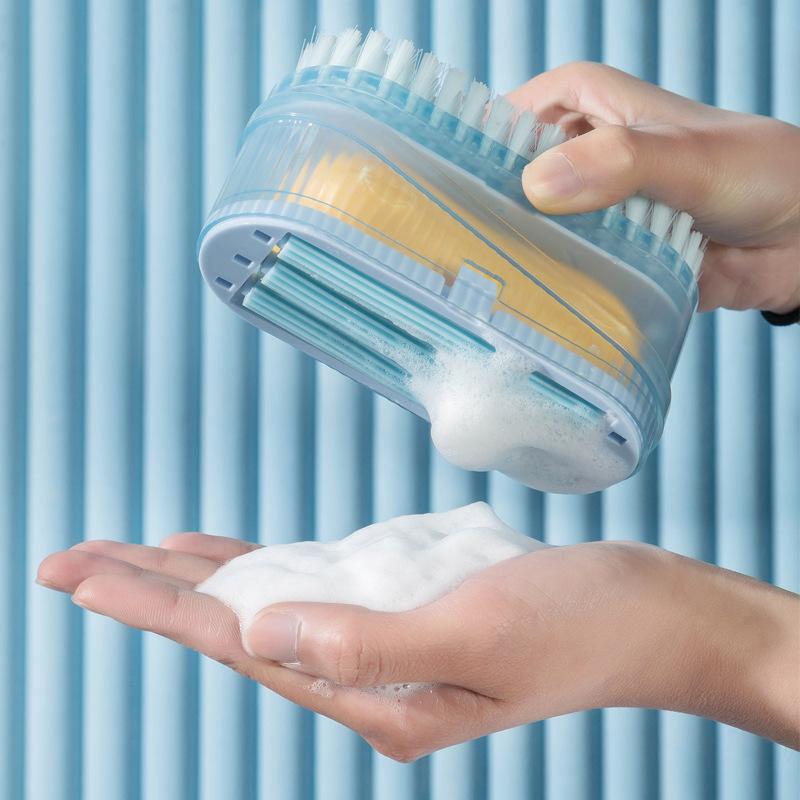 Multifunctional Soap Foaming Box Laundry Brush Two-in-one with Roller Free Hands Shoe Brush Multifunctional Soap Drain Storage Box