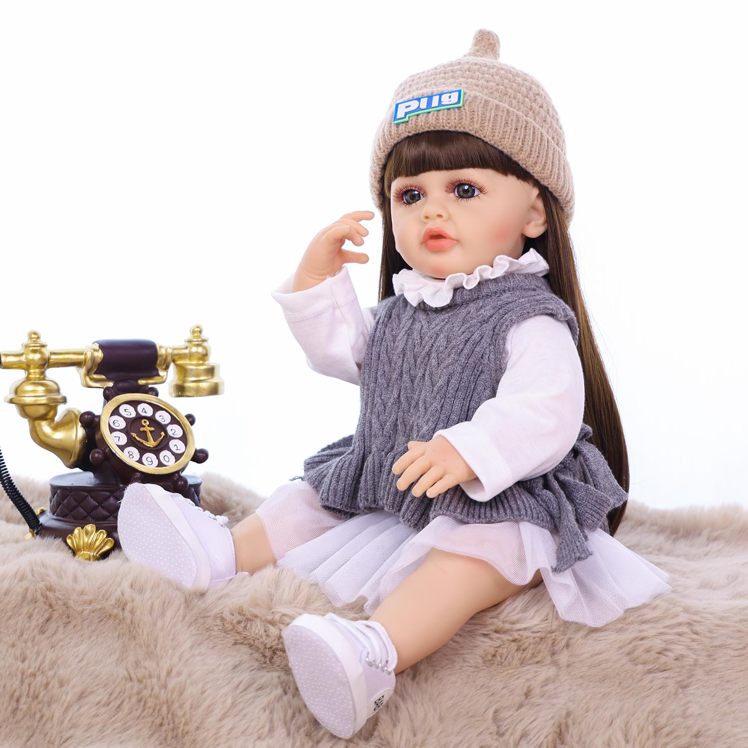 kEIUMI Full Silicone Vinyl 22 Inch Reborn Baby Doll Realistic Skin Look Like Newborn Girl Toys Children Gift