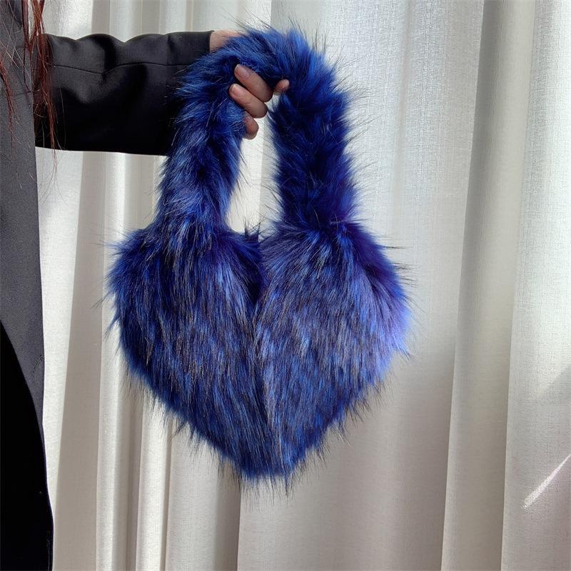Popolari Nuove Popolari a Forma di Cuore Morbide Borse a Tracolla da Donna Adorabili Pelliccia Finta Morbido Peluche Borsa Tote Invernale Trendy Chic Borsa a Spalla Singola Pochette Borse