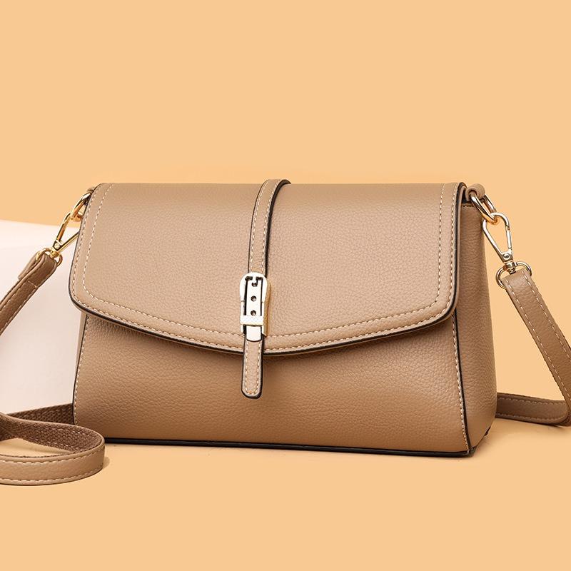 Trendy Simple Middle-aged Mother Small Handbag High-end Sense Soft PU Leather Women's Shoulder Bag Large Capacity Horizontal Square Lady Messenger Bag