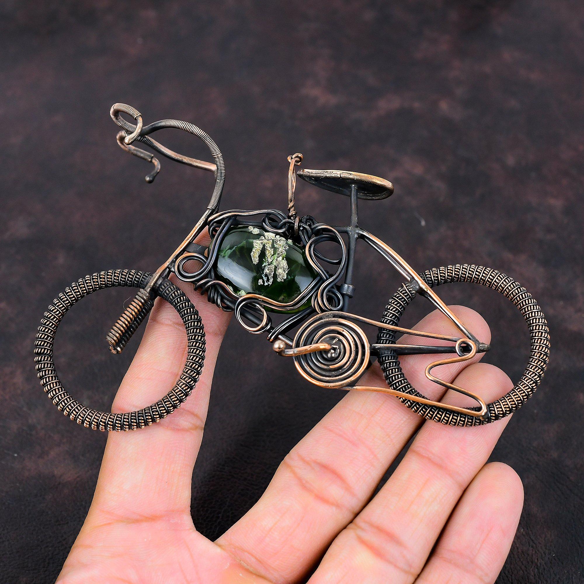 Pendente in Calcedonio Cromato Australiano Pendente Avvolto in Filo di Rame Pendente Ciclo Antico Pendente Fatto a Mano Gioielli in Rame e Pietra Preziosa Regalo Per Lui