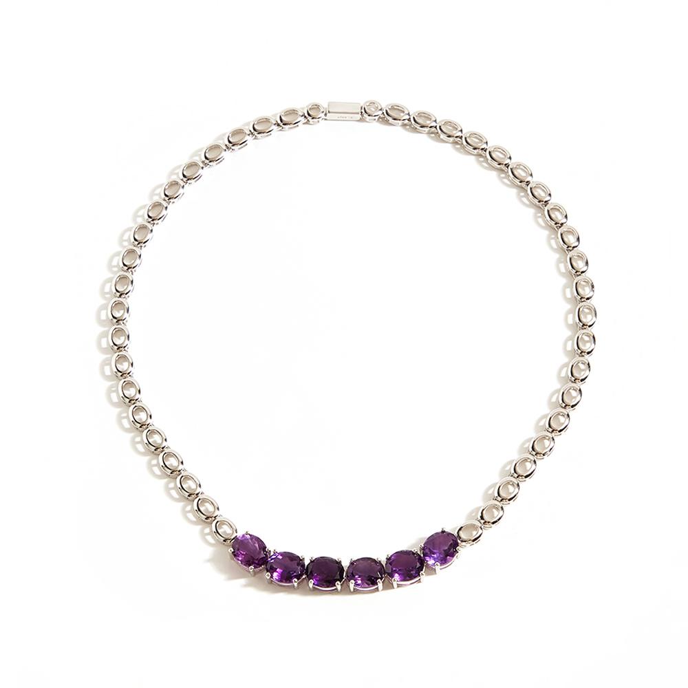 Luxury elegance February Birthstone Natural African Amethyst Women's Necklace 925 Silver Fine jewelry Anniversary & Banquet