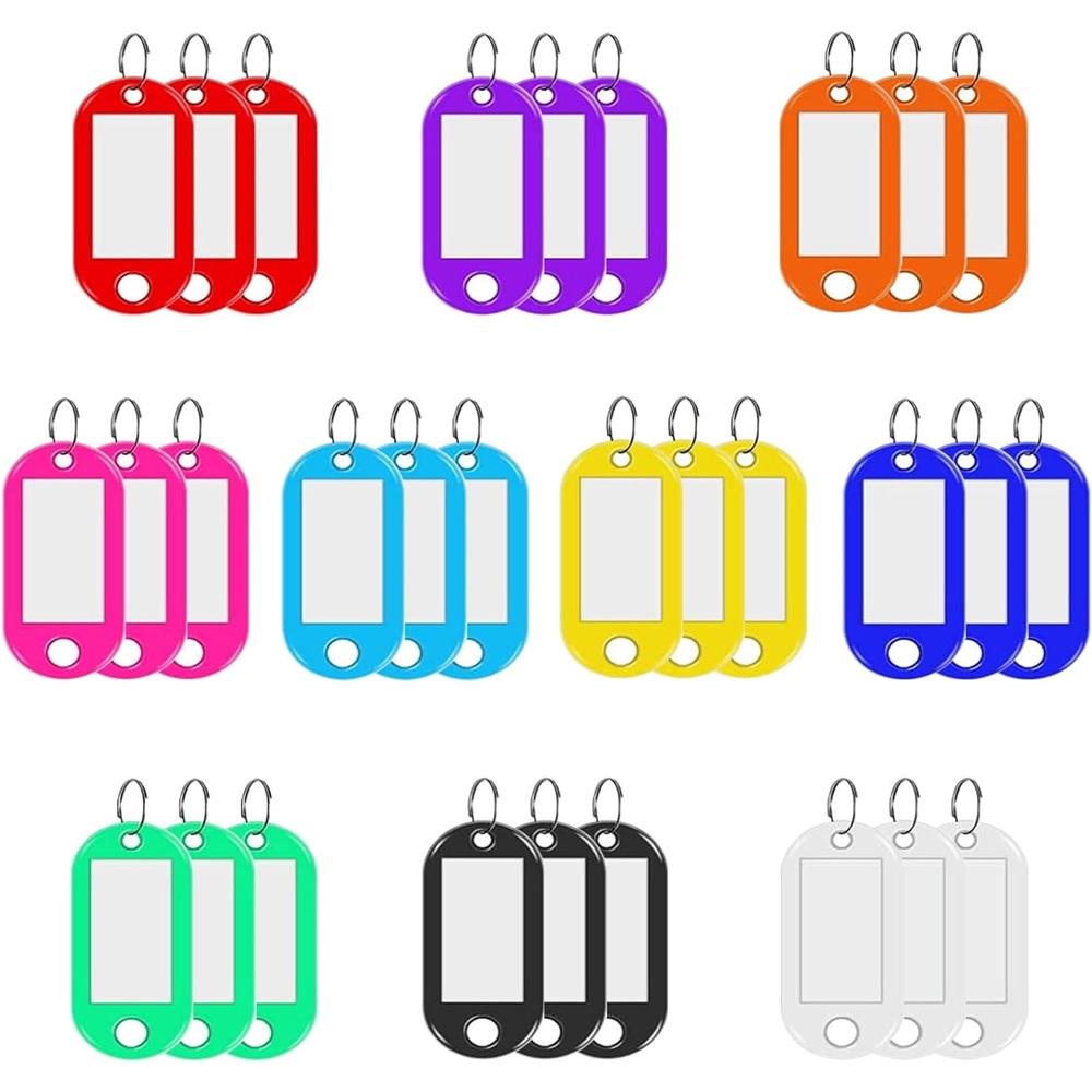 30Pcs Colorful Key Tags With Labels, Plastic ID Tags With Split Rings For Keys, Luggage, Pets
