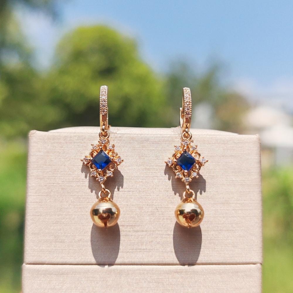 1 Pair Vintage Zircon Geometric Shape with Small Bell Dangle Earrings for Women Daily Jewelry Christmas Party Accessories