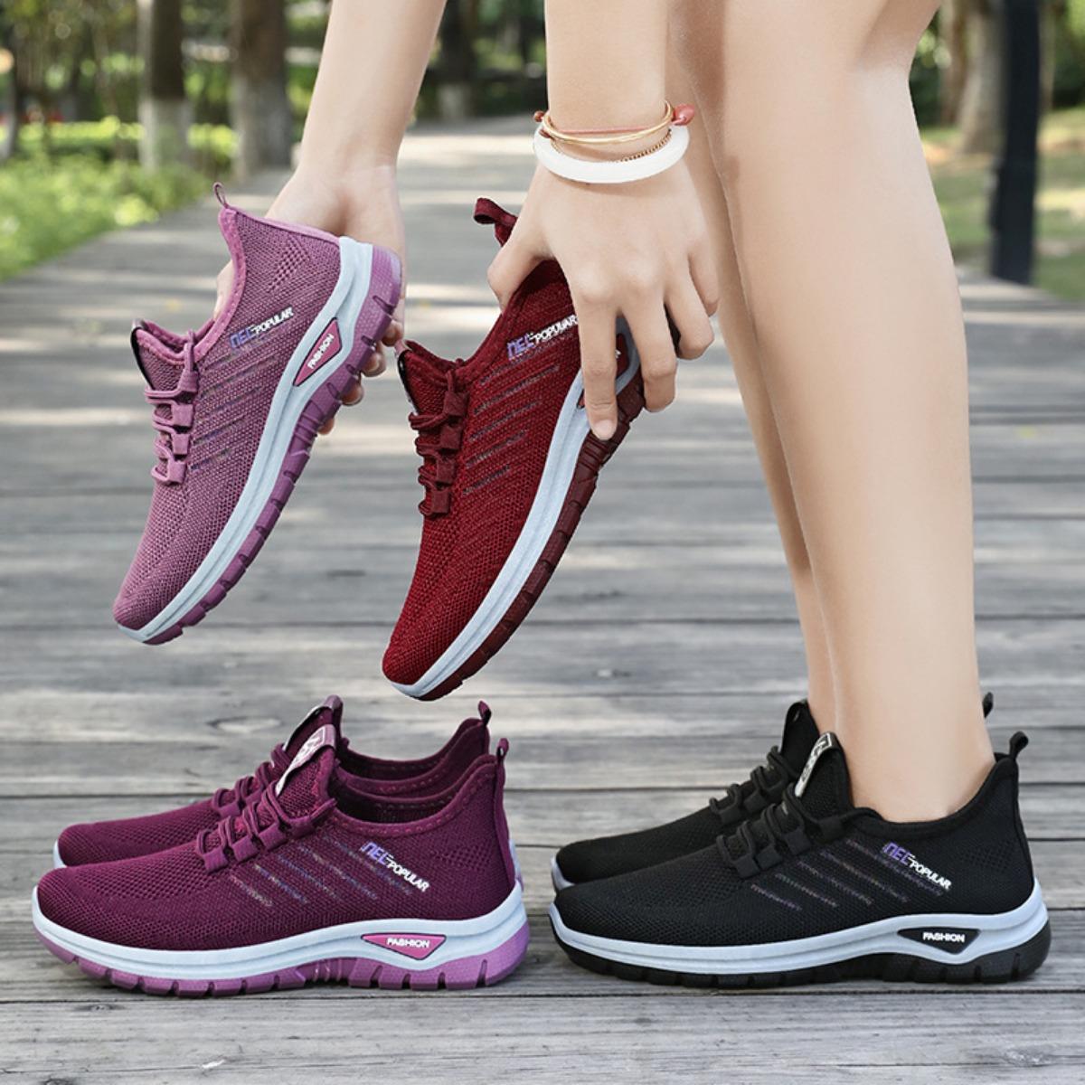 Women's Flyknit Breathable Couple's Casual Shoes Versatile Soft Bottom Lightweight Sports Shoes