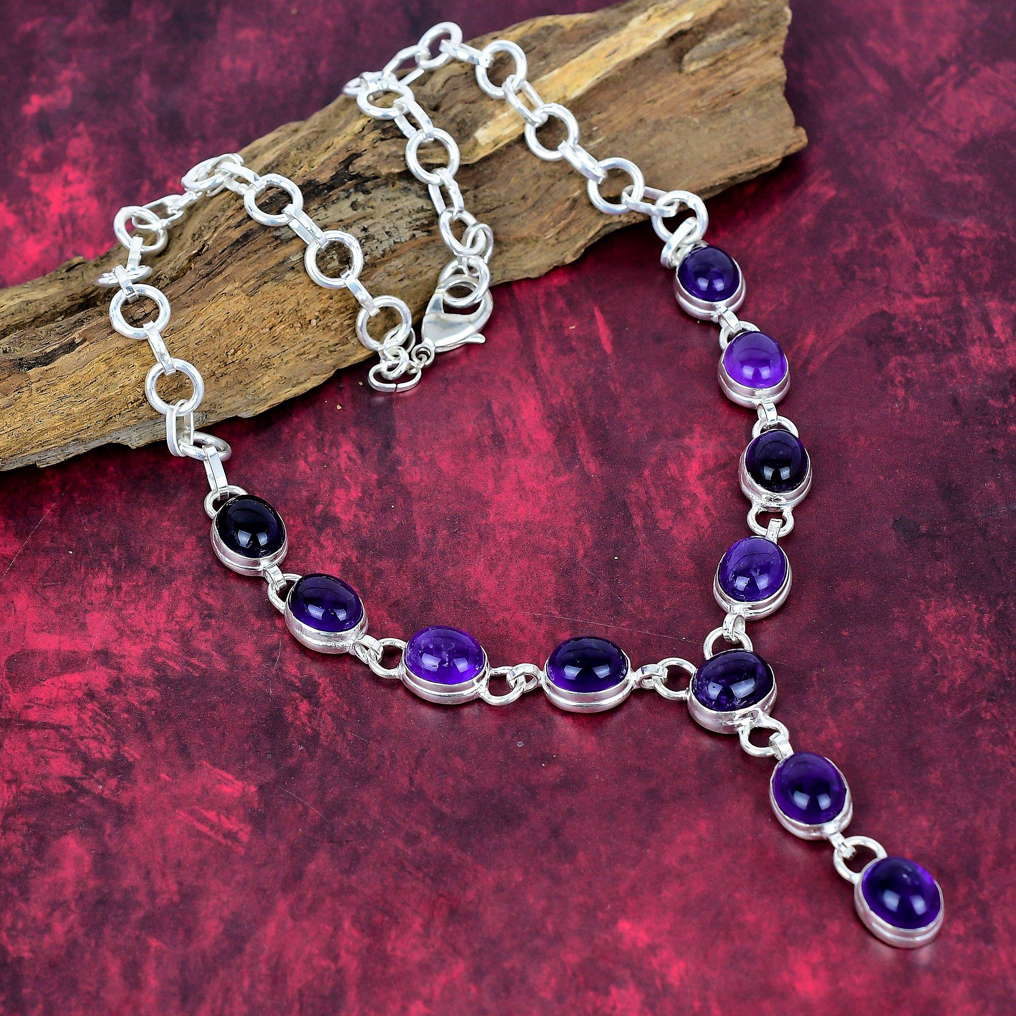 Charoit Halskette Edelsteinschmuck, 925 Massiv Sterling Silber Halskette, Handgefertigter Schmuck Geburtsstein Halskette