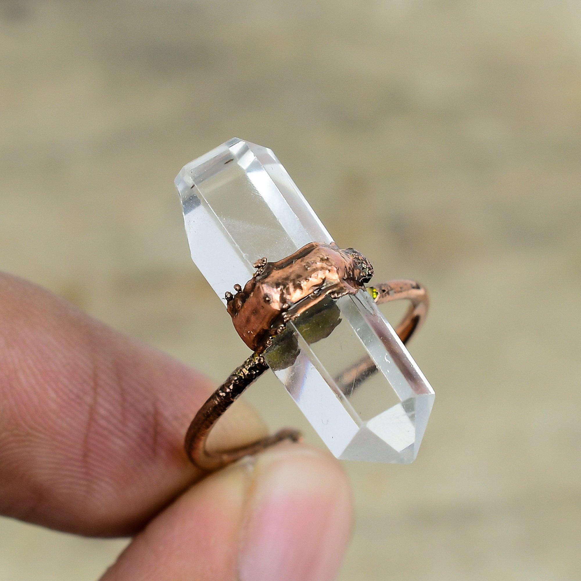 Crystal Ring Electroformed Copper Ring Gemstone Jewelry Adjustable Ring Unique Ring Handmade Copper Jewelry Gifts For Mom Latest Design Ring