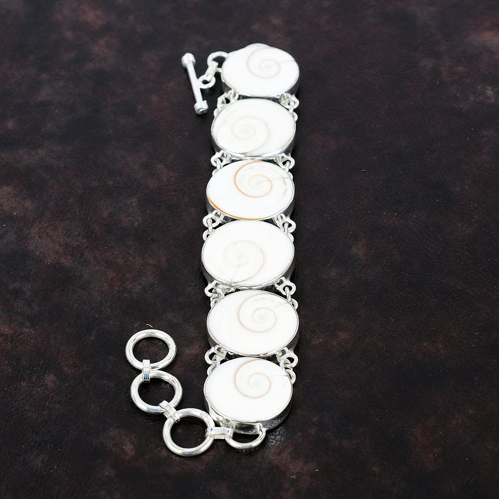 Shiva Eye Shell Bracelet Gemstone Handmade Bracelet 925 Sterling Silver Bracelet Adjustable Chain Bracelet Silver Jewelry Gift For Wedding