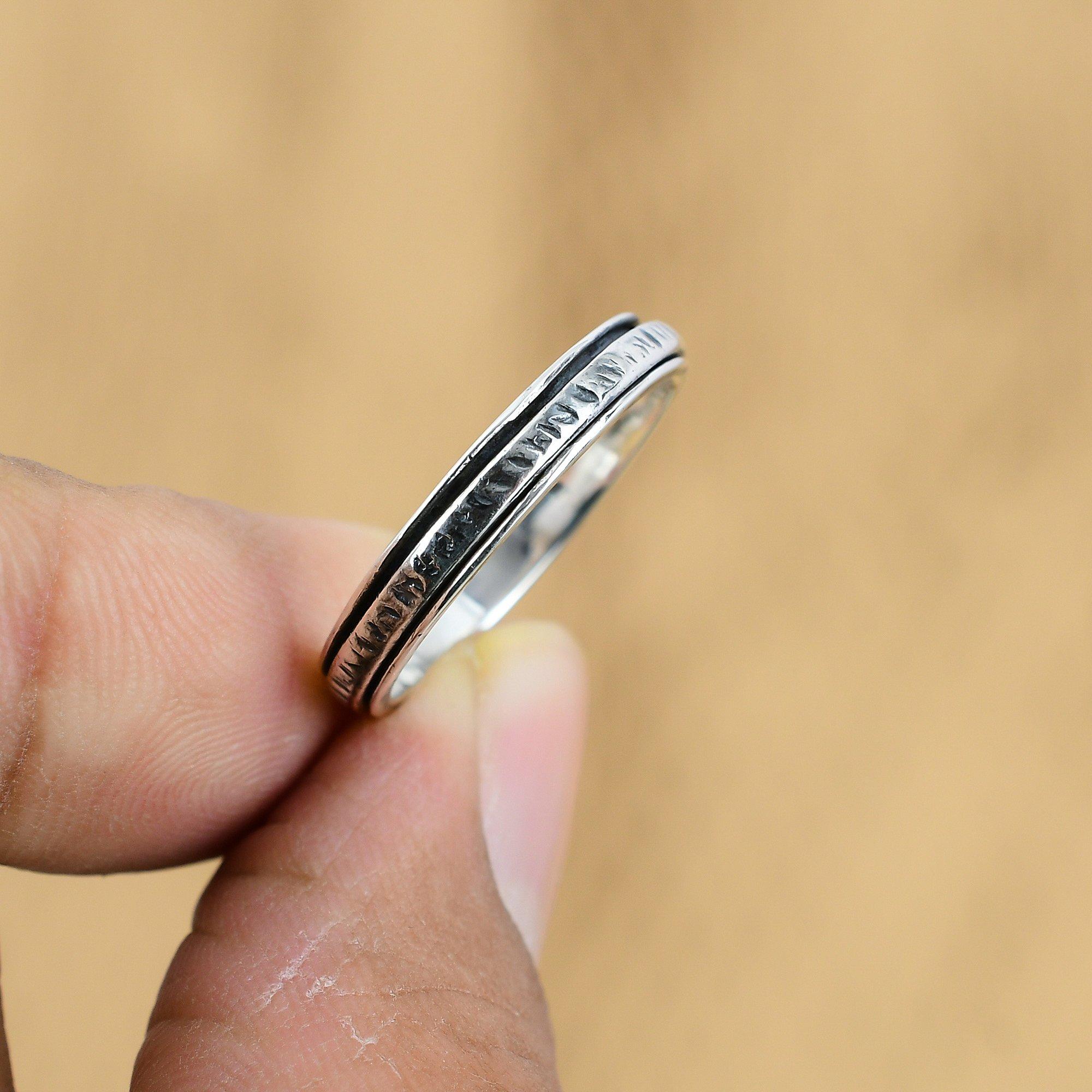 Gift For Her 925 Sterling Silver Natural No Stone Gemstone Spinner Ring Size 9.5