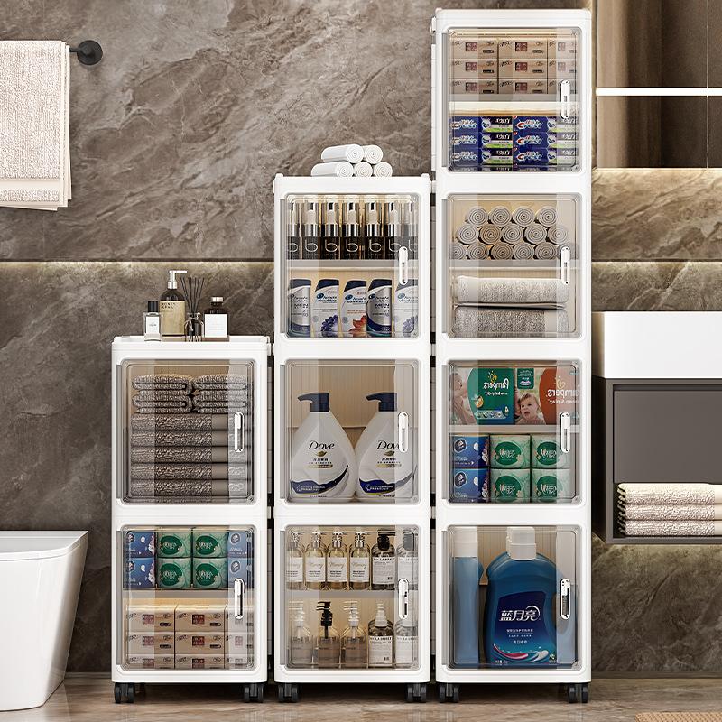 Folding Bathroom Storage Cabinet 1/2/3/4/5/6 Layers Rack Trolley Kitchen Bathroom Locker Children's Toy Folding Cabinet Narrow Cabinet