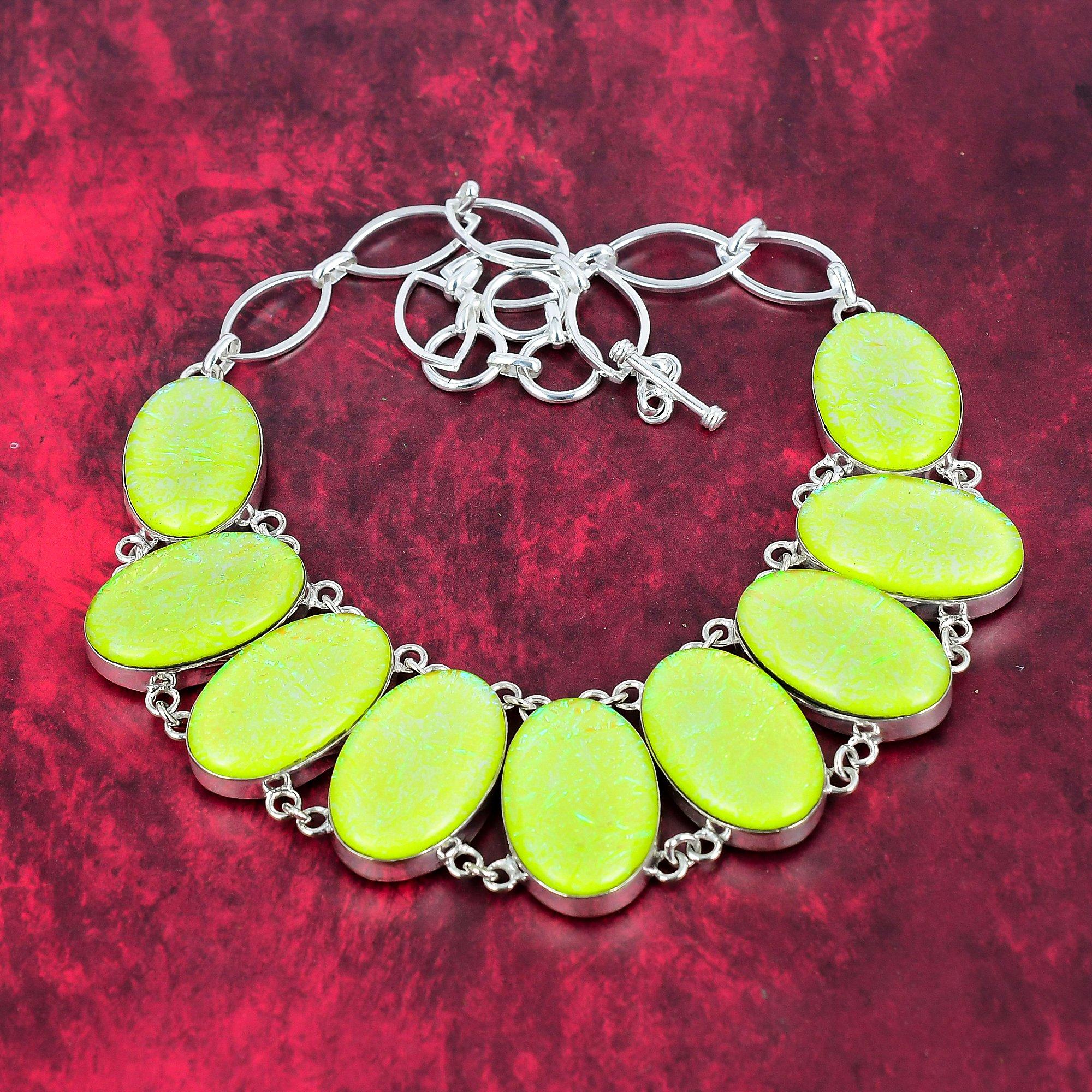 Yellow Australian Triplet Opal Handmade Gemstone Necklace, 925 Solid Sterling Silver Necklace Antique Jewelry, For Thanksgiving